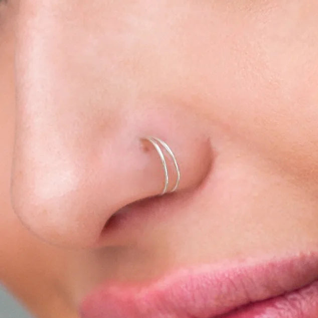S925 Double Hoop Nose Ring