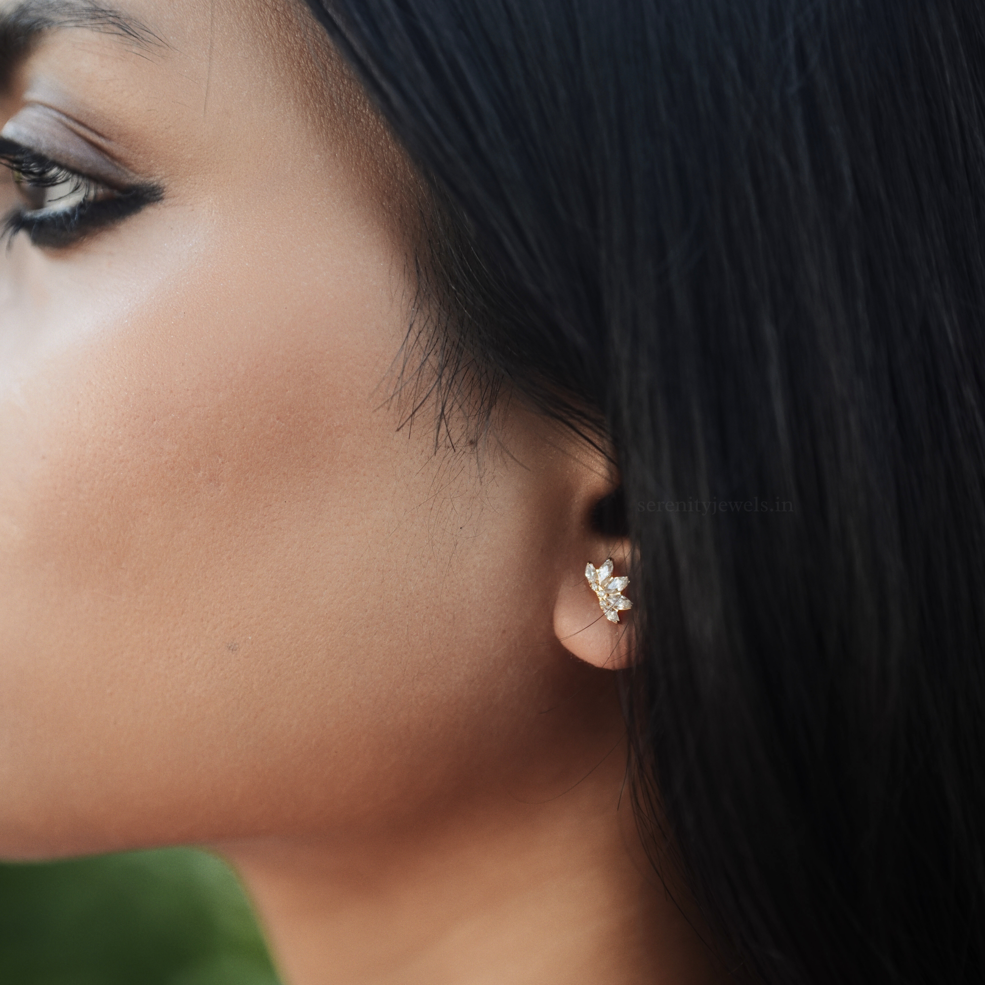 Crystal Lotus Titanium Flat Studs - PAIR