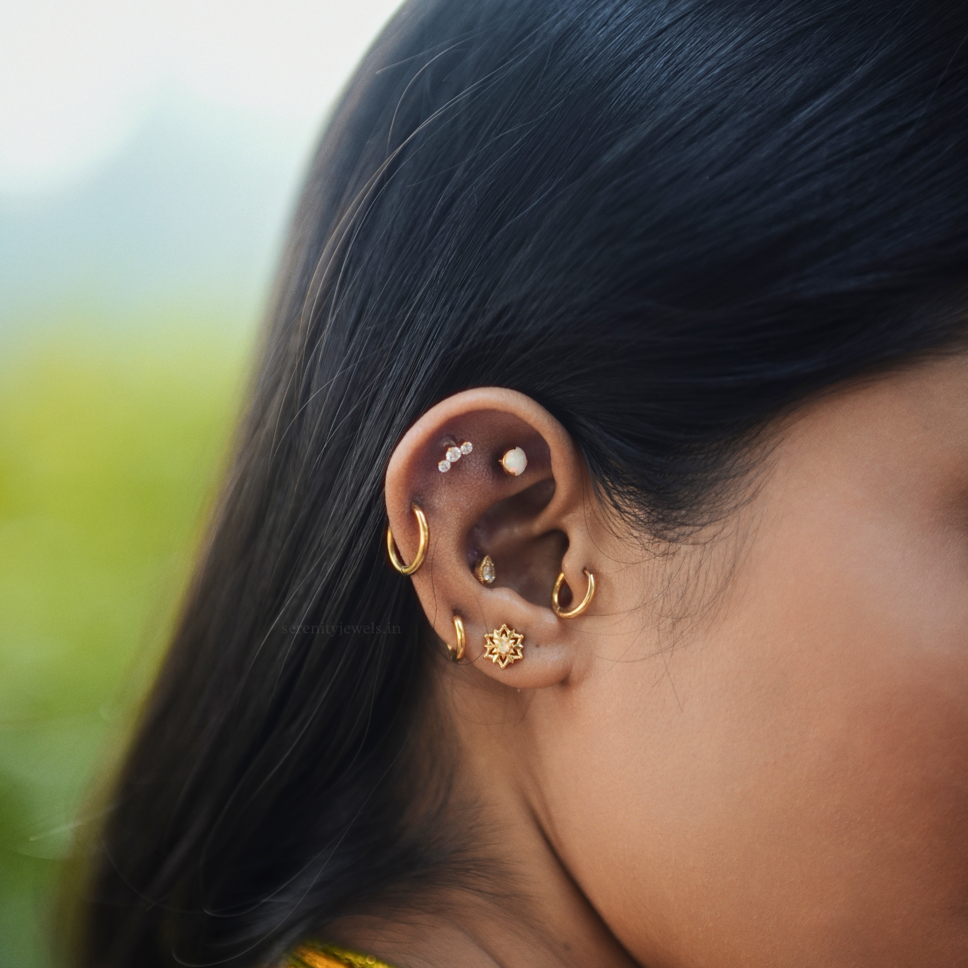 Opal Nova Titanium Flat Studs - PAIR