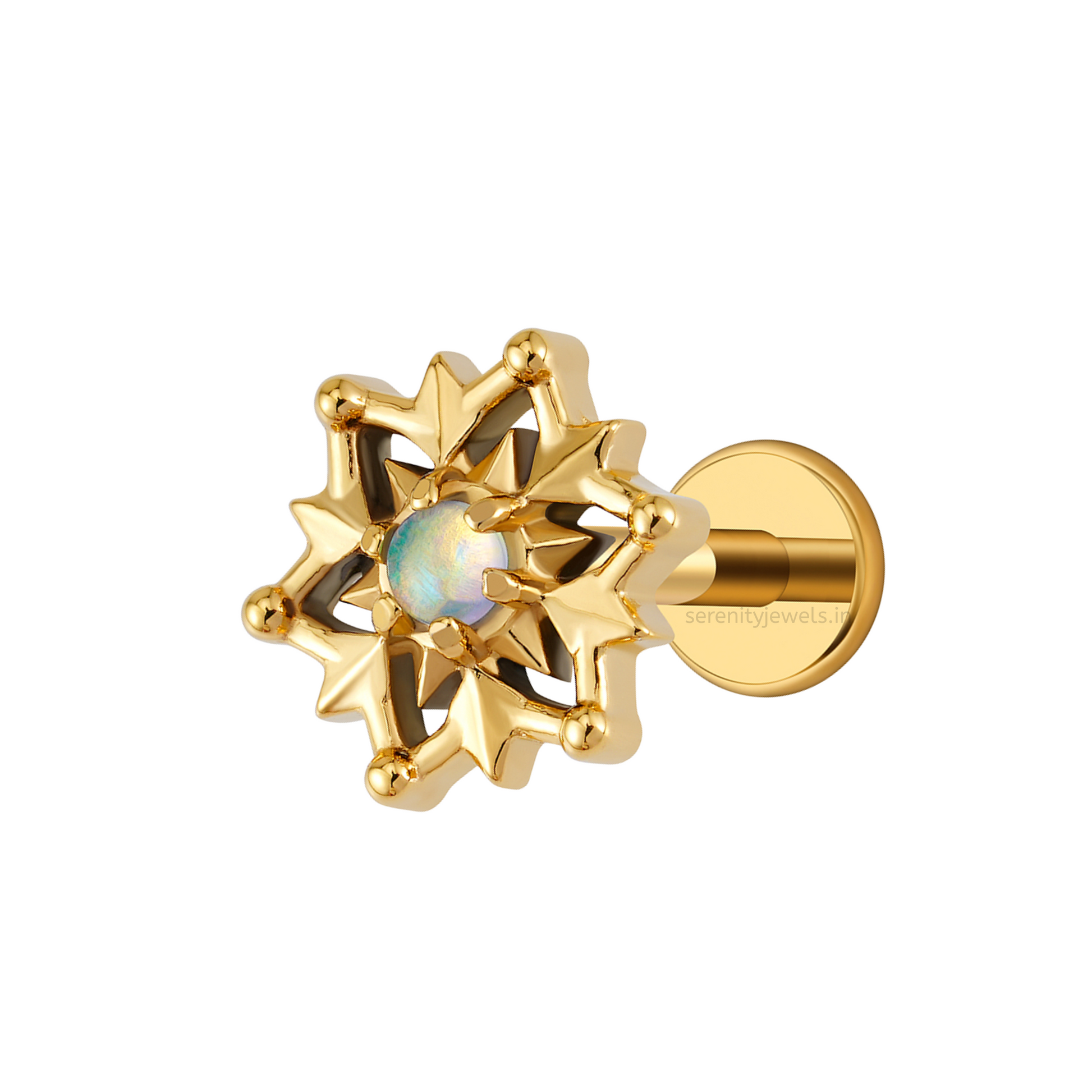 Opal Nova Titanium Flat Studs - PAIR