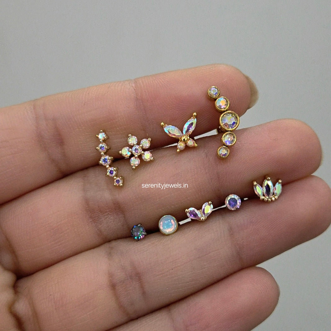Astral Bloom Flat Studs - PAIR