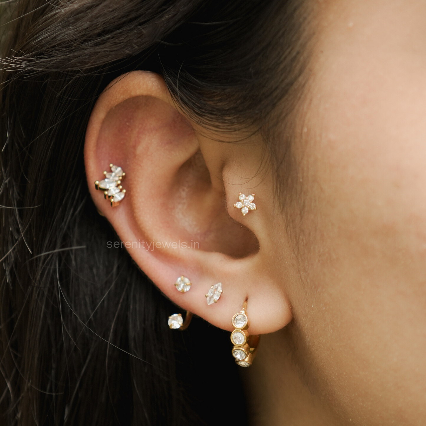 Crown Flat Studs - PAIR