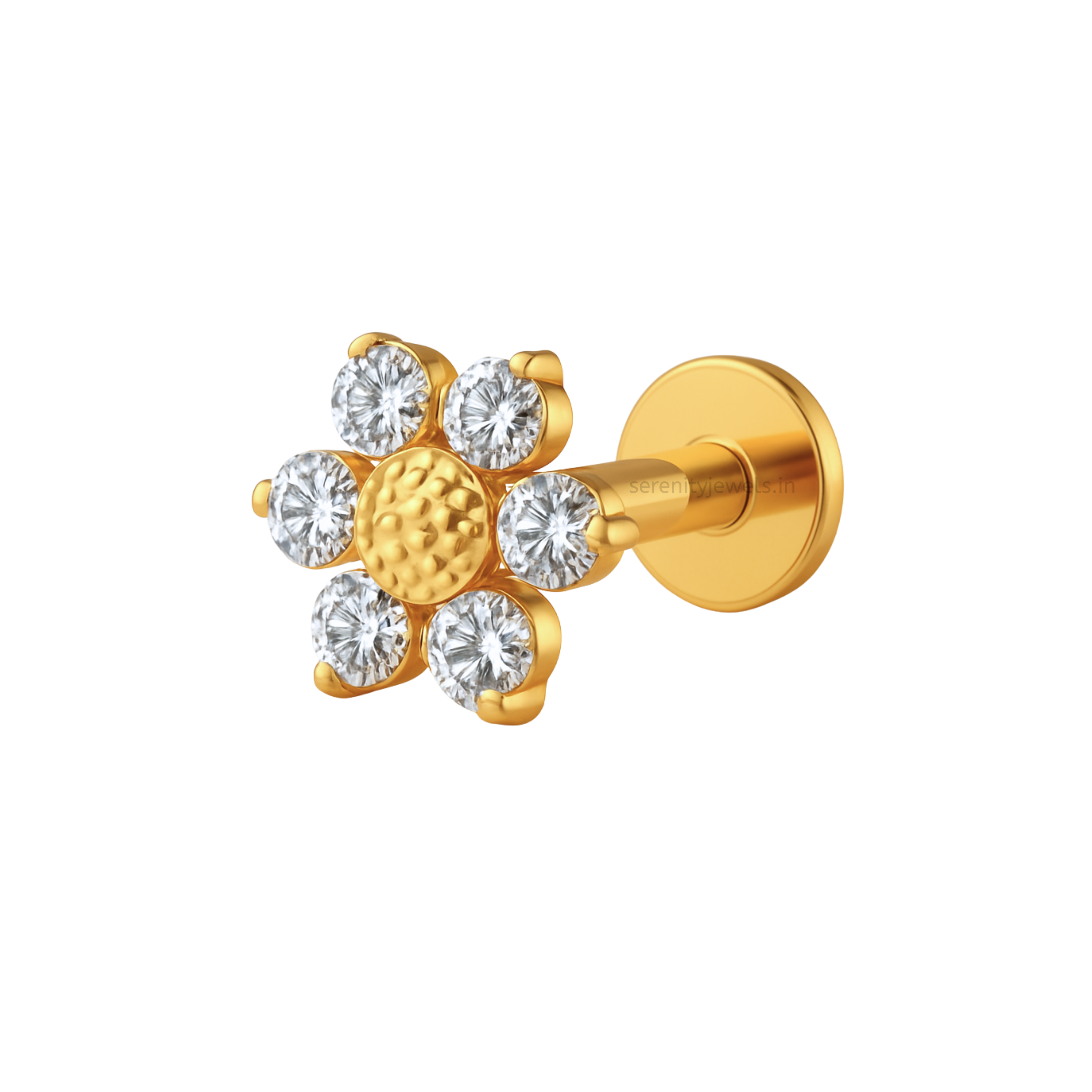 Golden Sunflower Titanium Flat Studs - PAIR