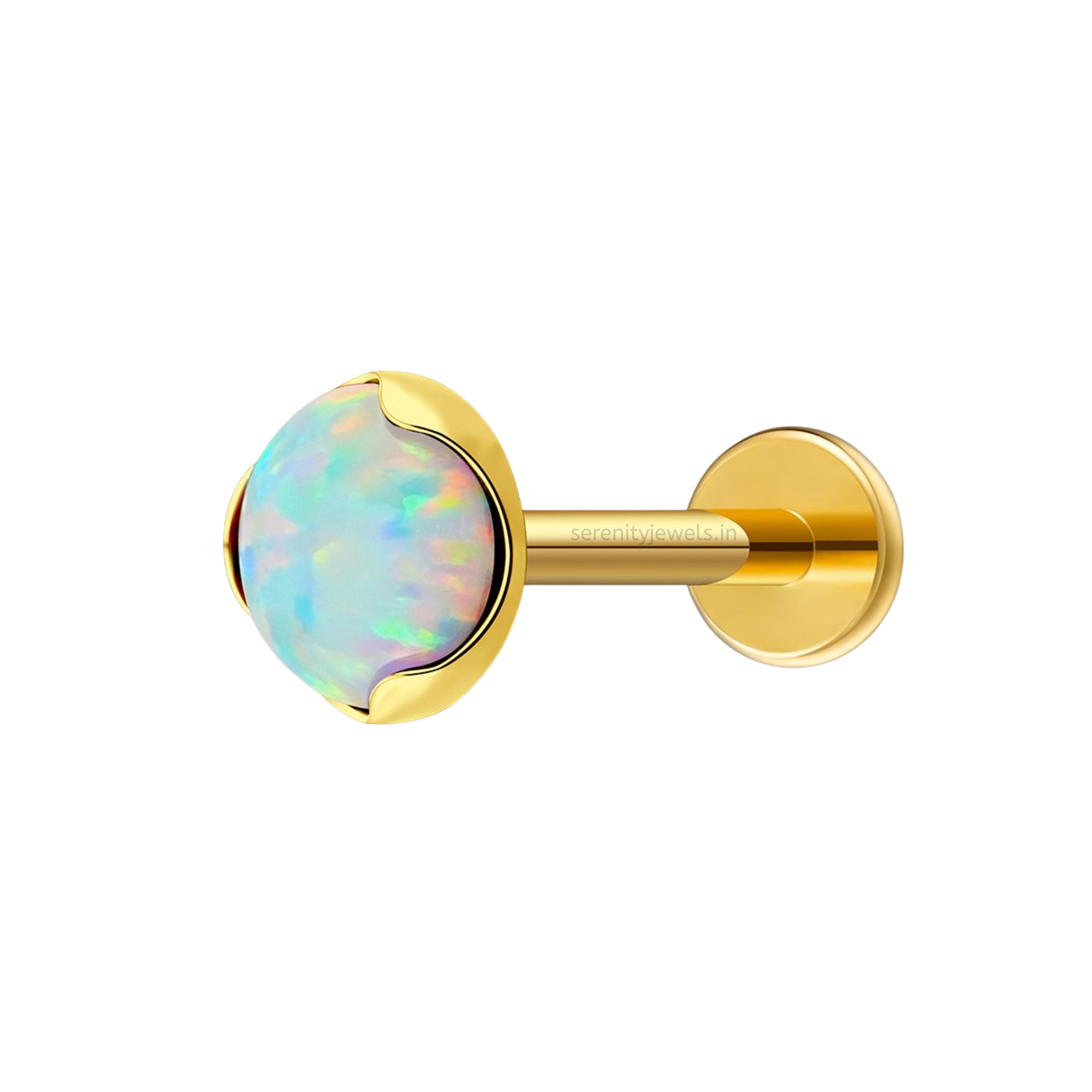 Moon Opal Titanium Flat Studs - PAIR
