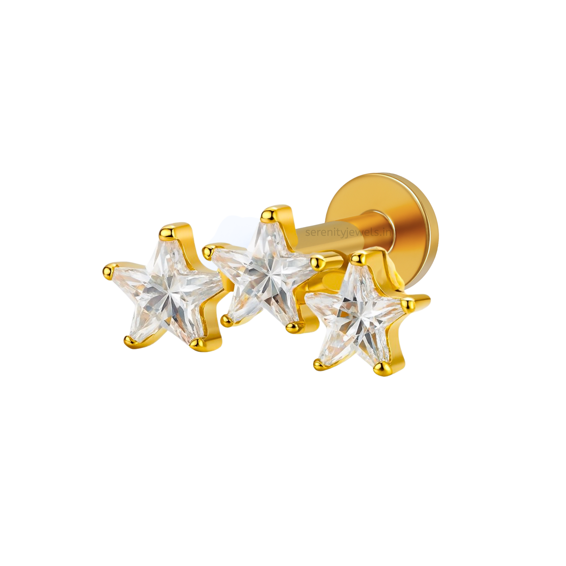 Tri-Star Titanium Flat Studs - PAIR