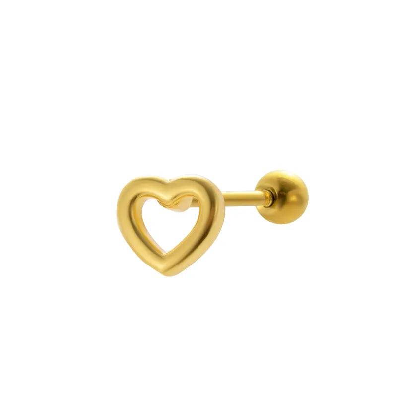 Hollow Heart Studs - Pair