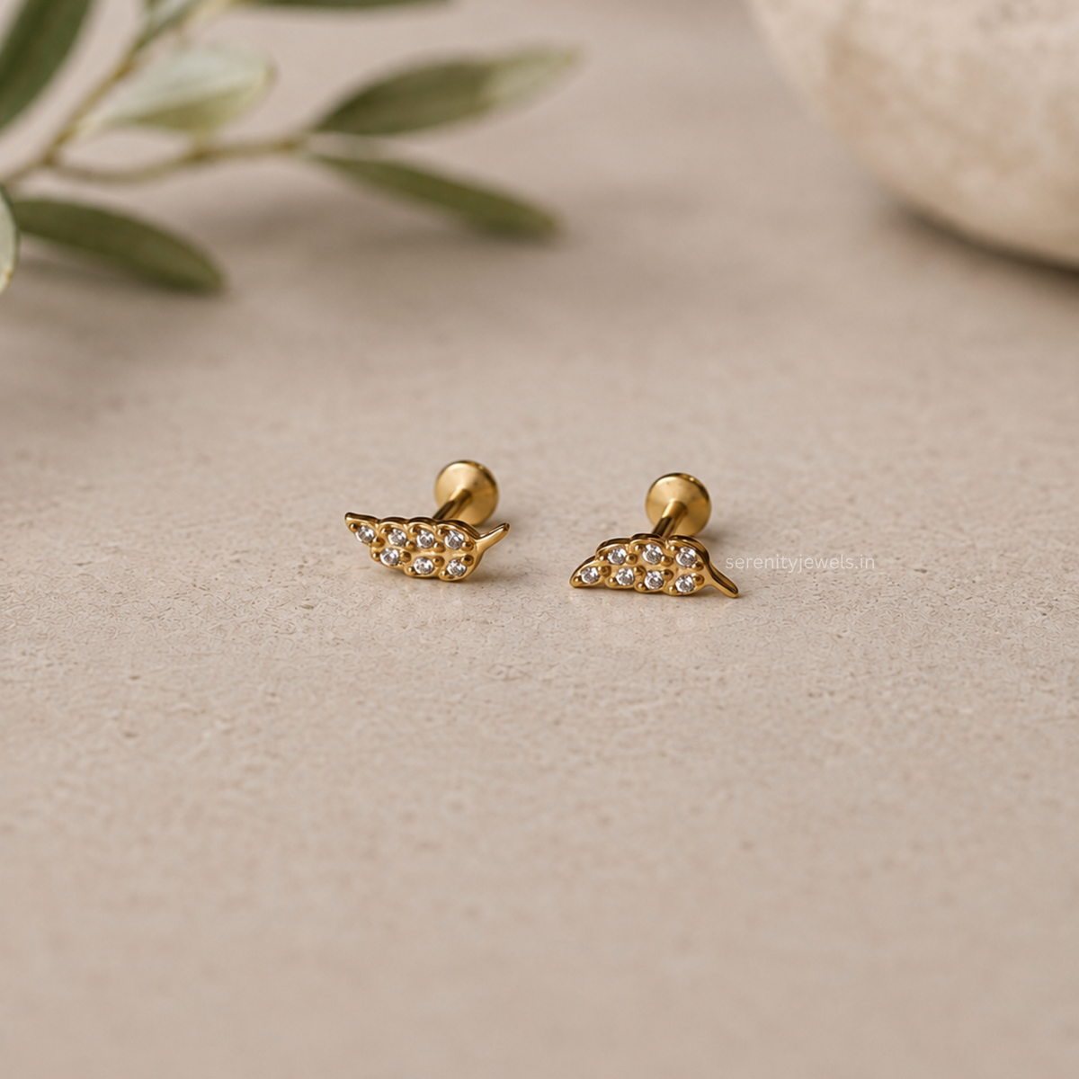 Willow Leaf Flat Studs - PAIR