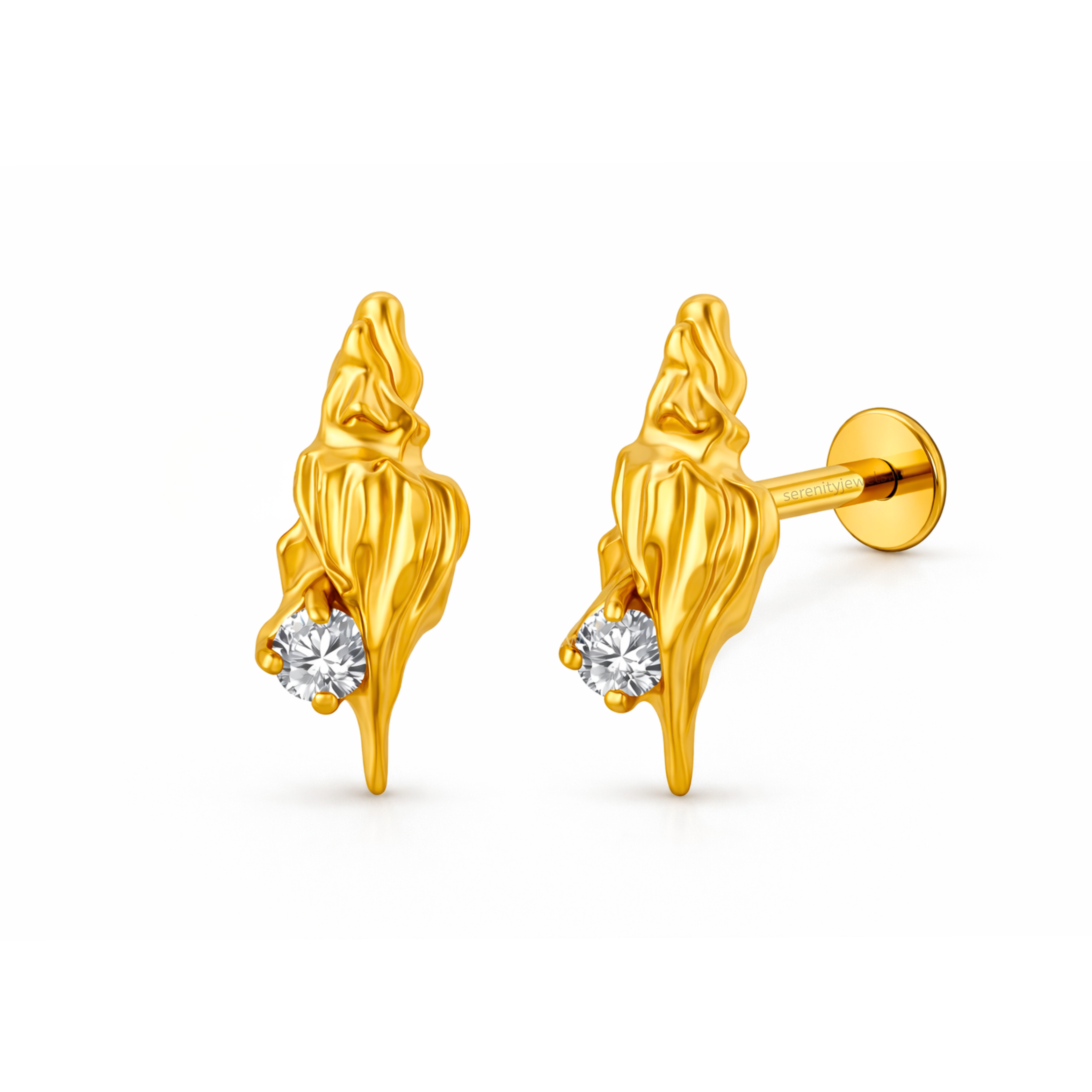 Cove Shell Titanium Flat Studs - PAIR