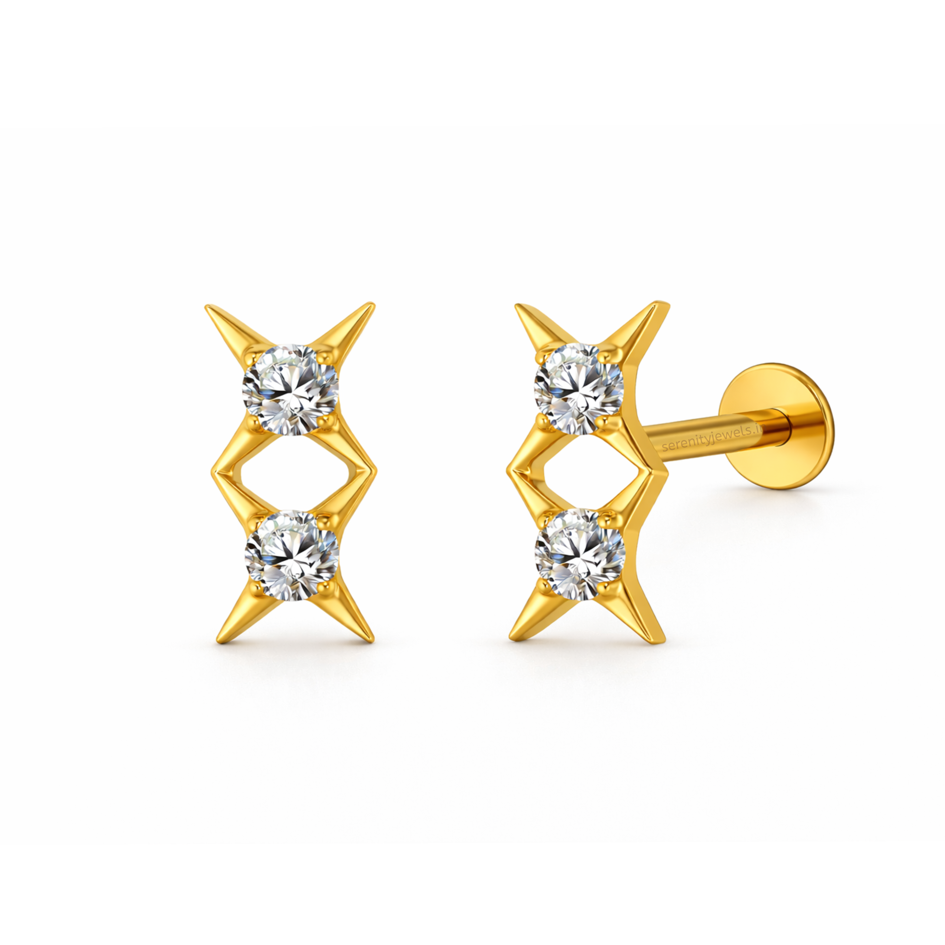 Twin Star Titanium Flat Studs - PAIR