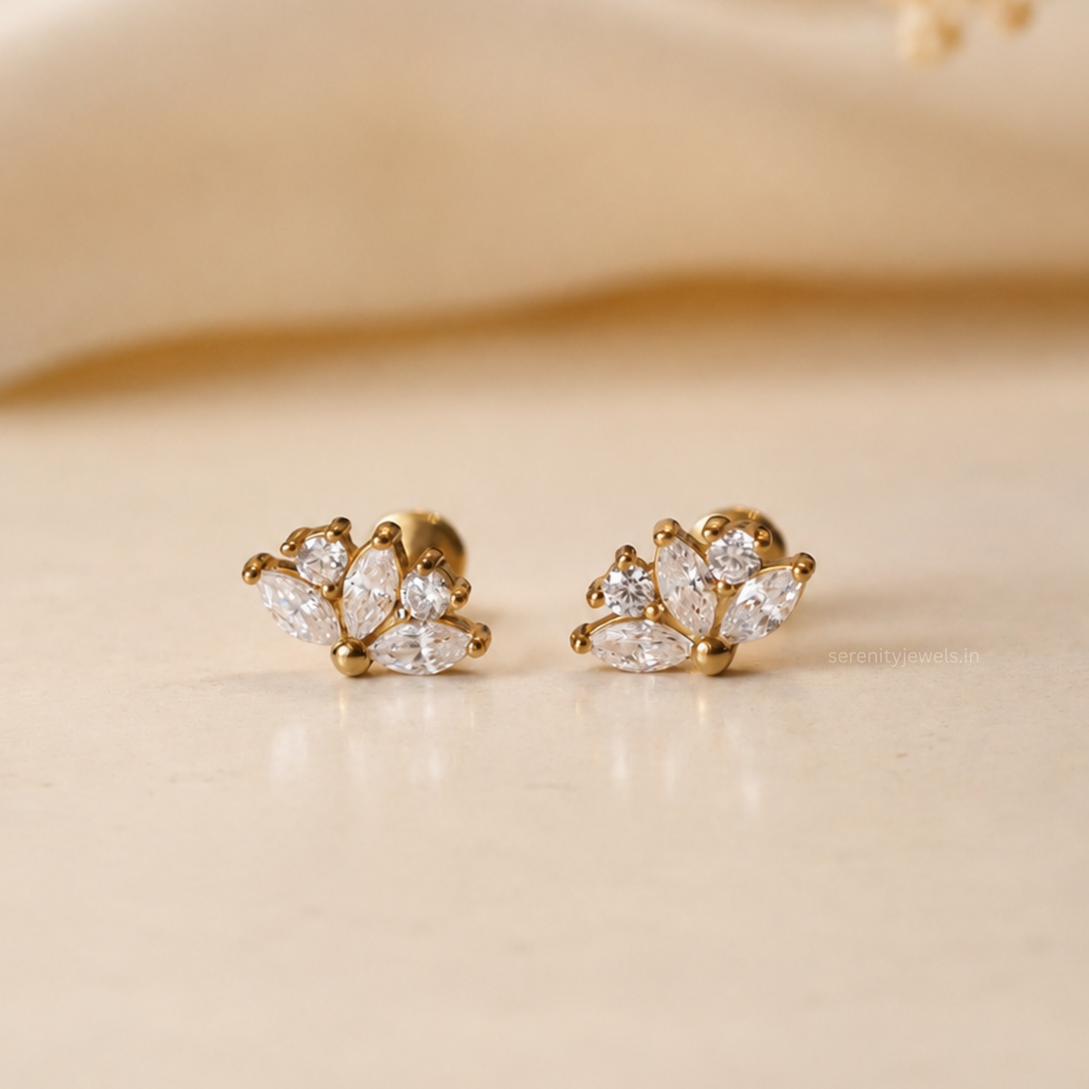 Peacock Plume Flat Studs - PAIR