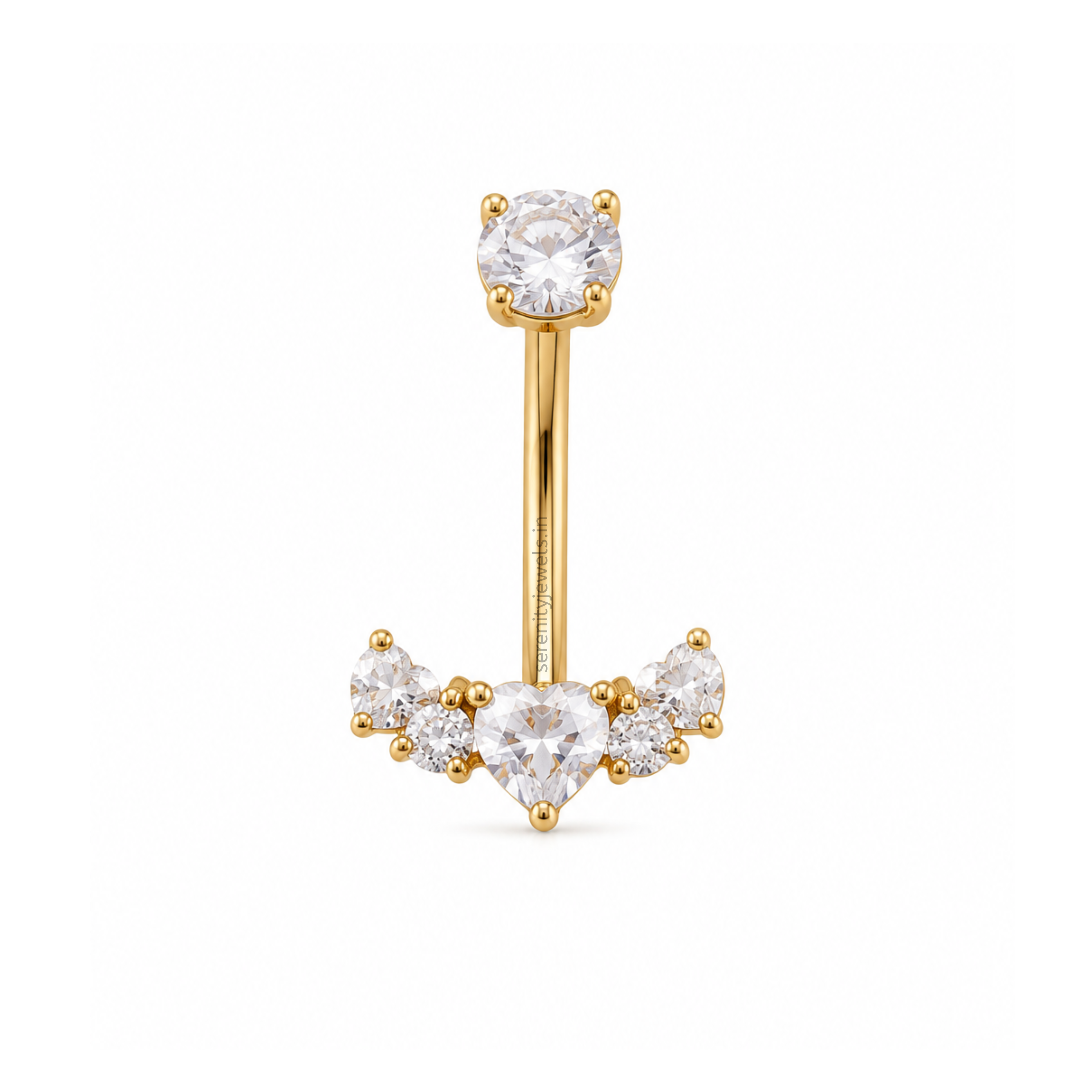 Heart Tiara Belly Stud - SINGLE