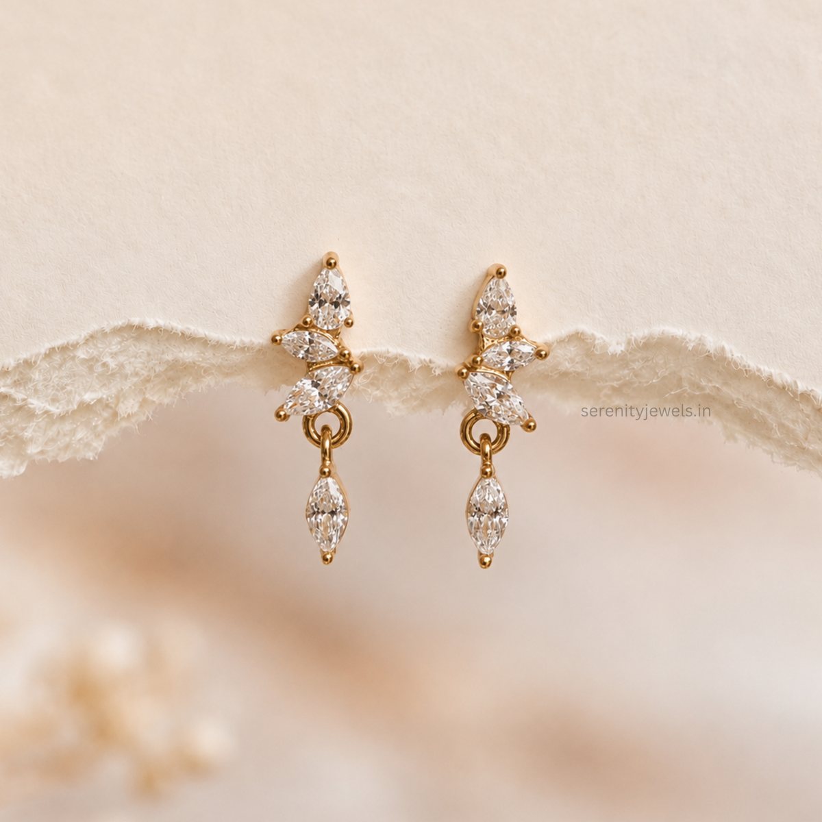 Marquise Vine Flat Studs - PAIR