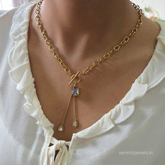 Interlock Dangling Diamond Necklace