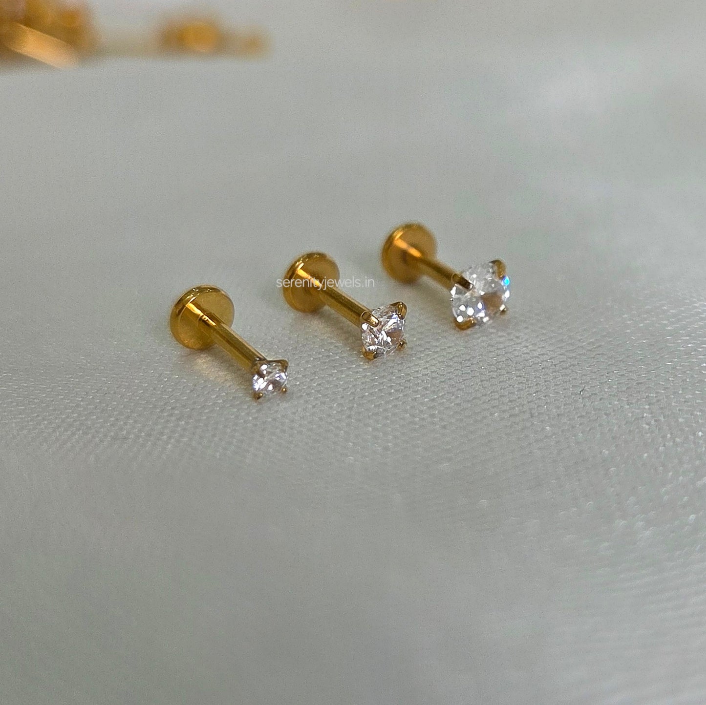 Solitaire Flat Studs - PAIR