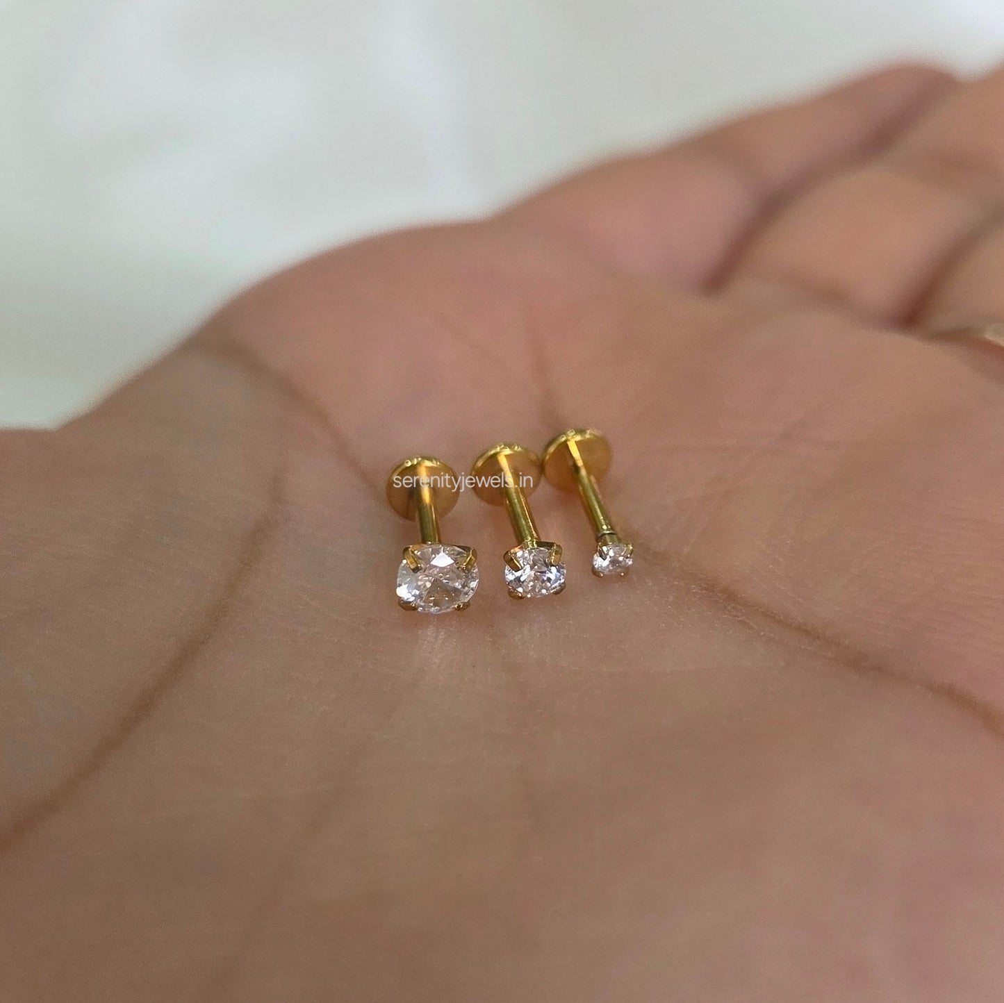 Solitaire Flat Studs - PAIR