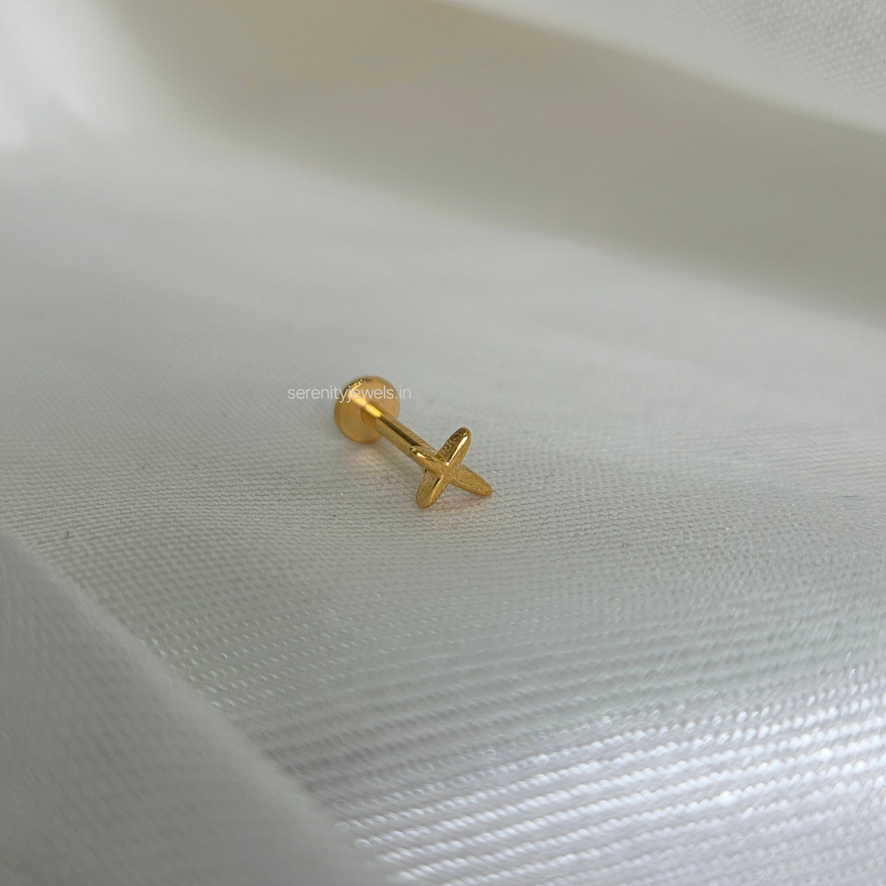 Seren Cross Flat Studs - PAIR