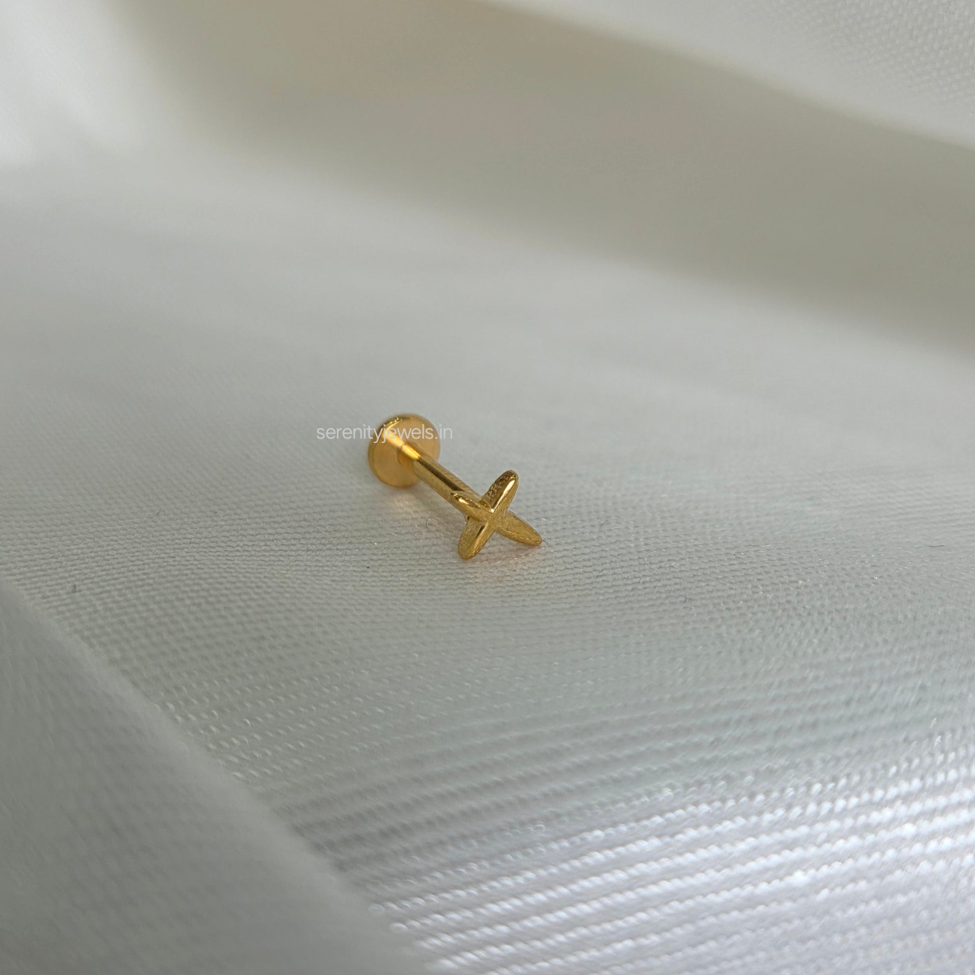Seren Cross Flat Studs - PAIR