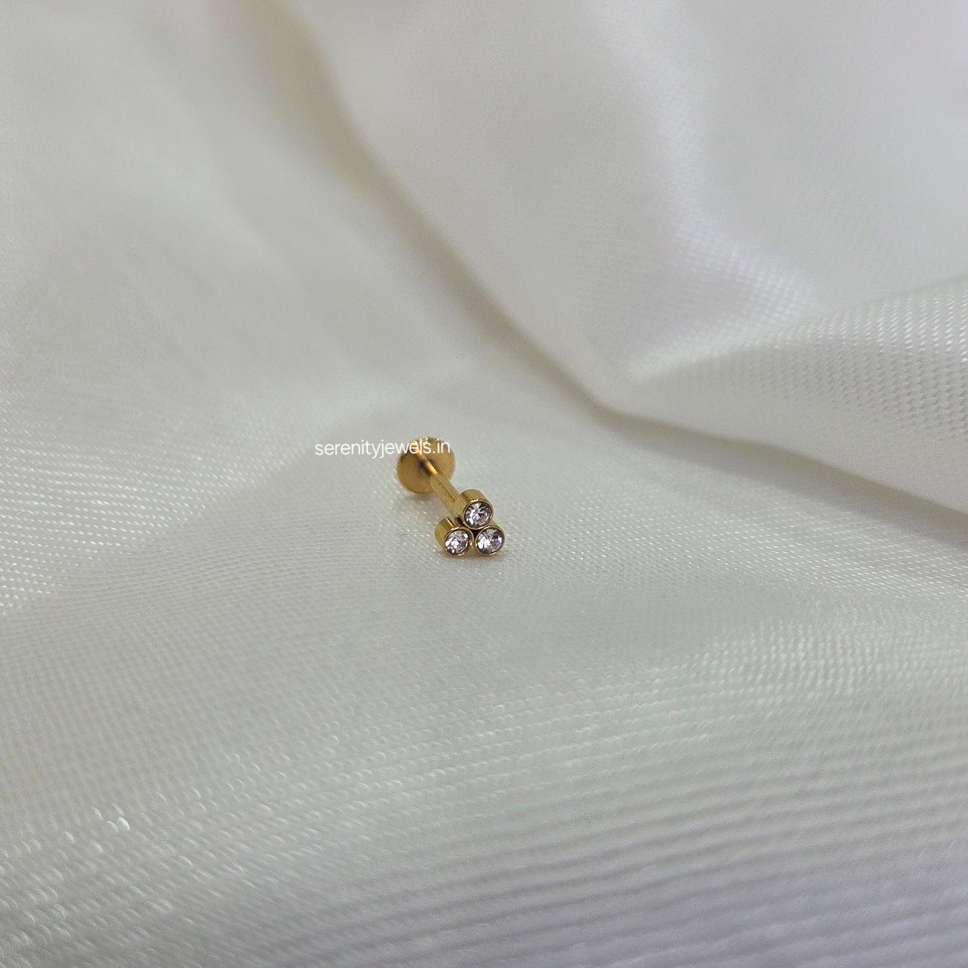 Three Stone Flat Studs - PAIR