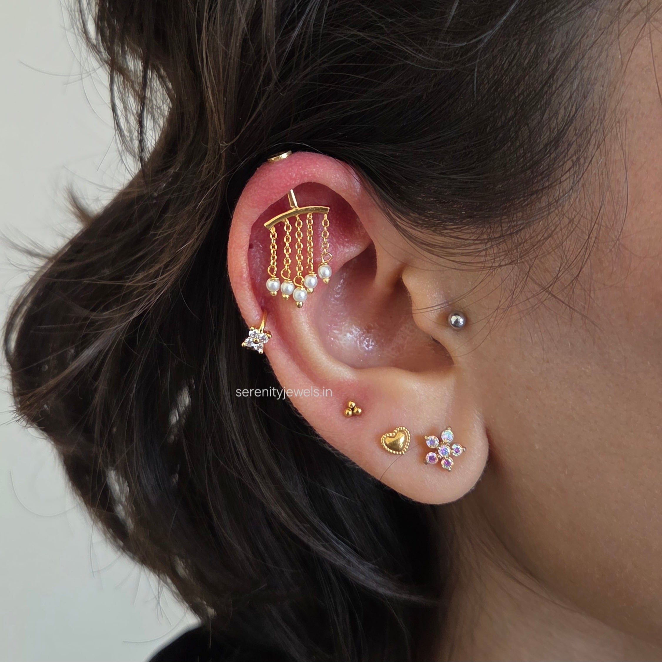 Blossom mini ear hoop - Single – Serenity Jewels