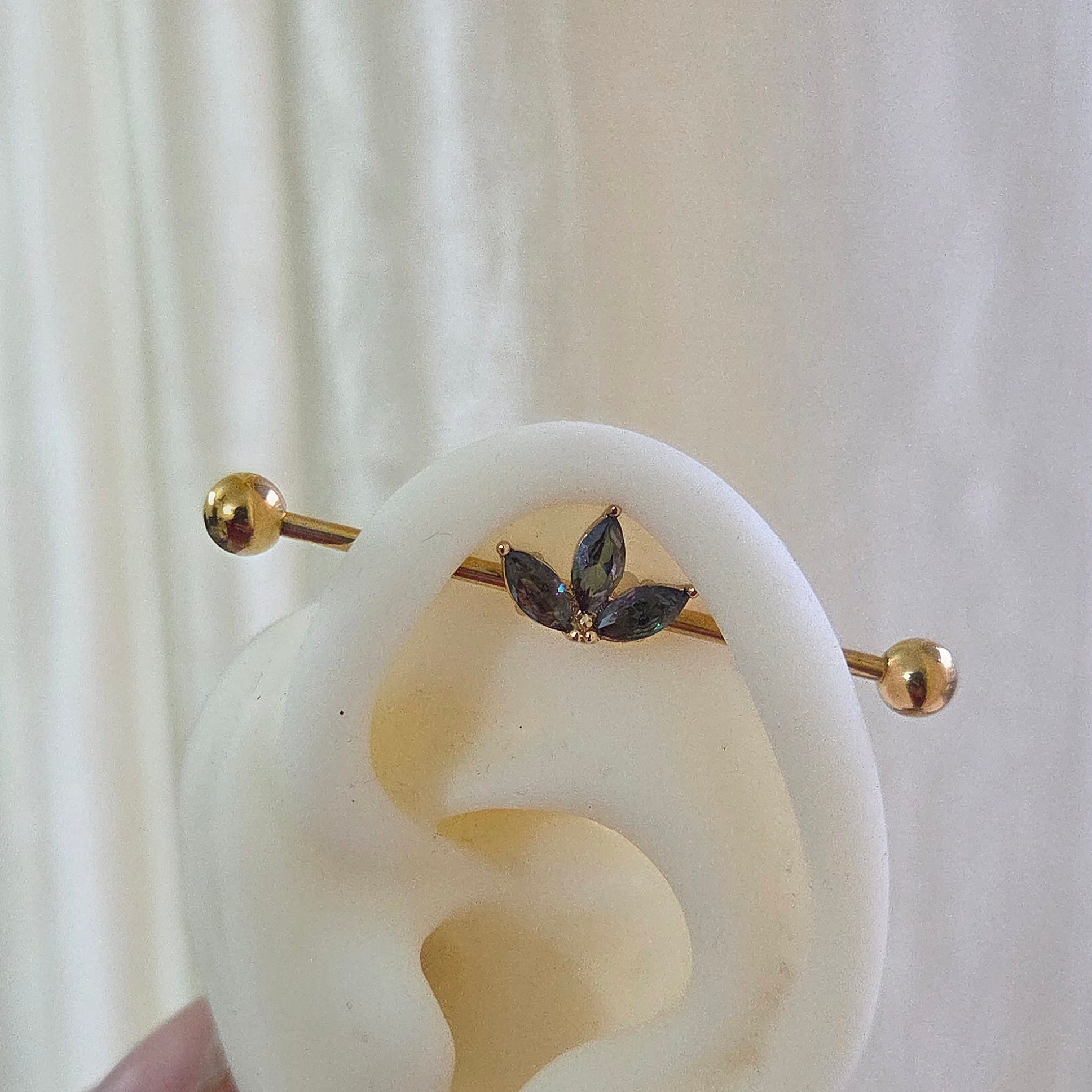 Crystal Lotus Industrial Barbell - SINGLE