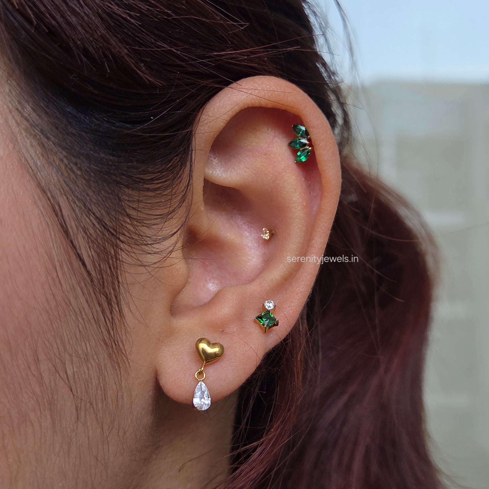 Love Drip Titanium Flat Studs - PAIR