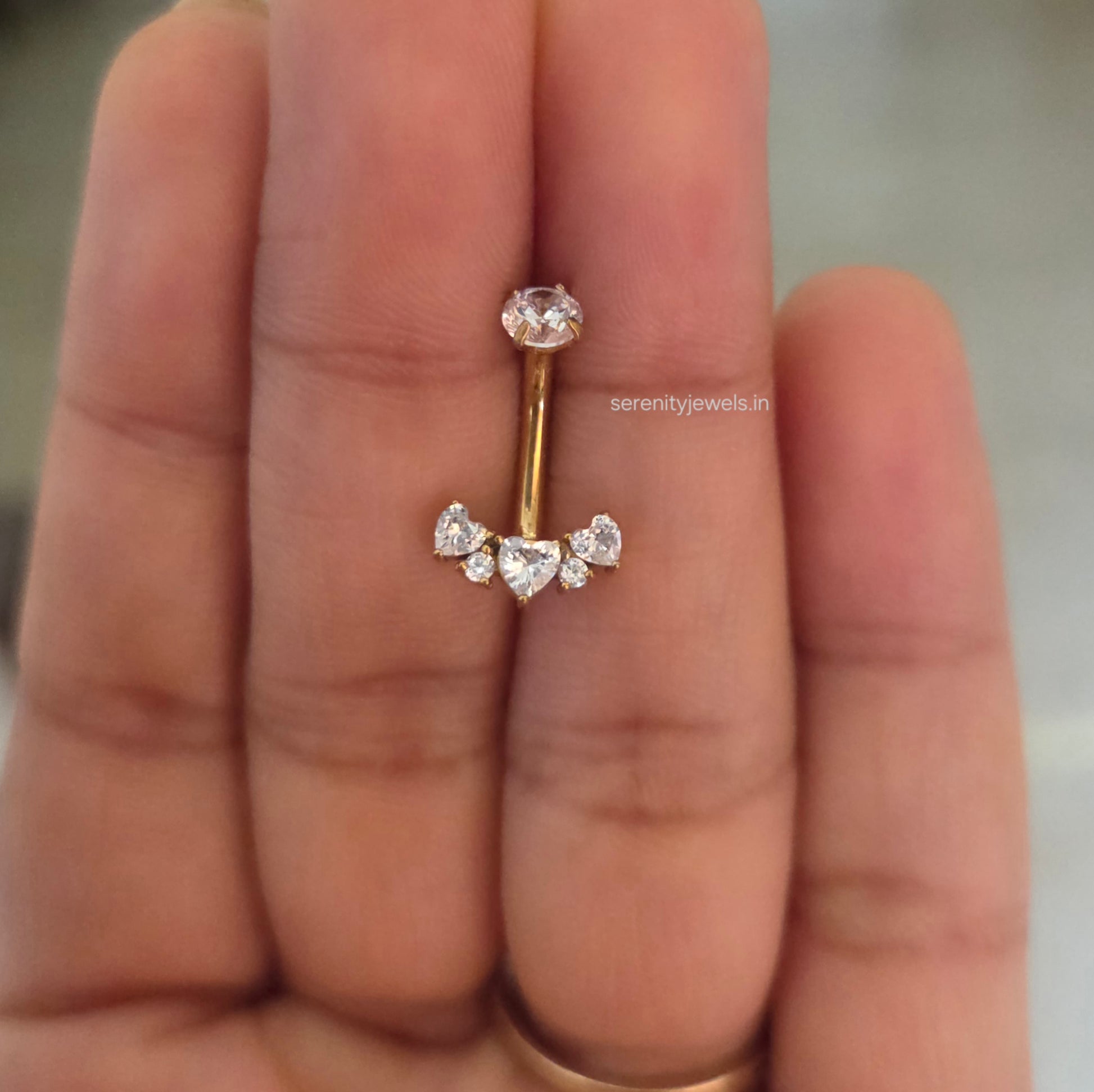 Heart Tiara Belly Stud - SINGLE