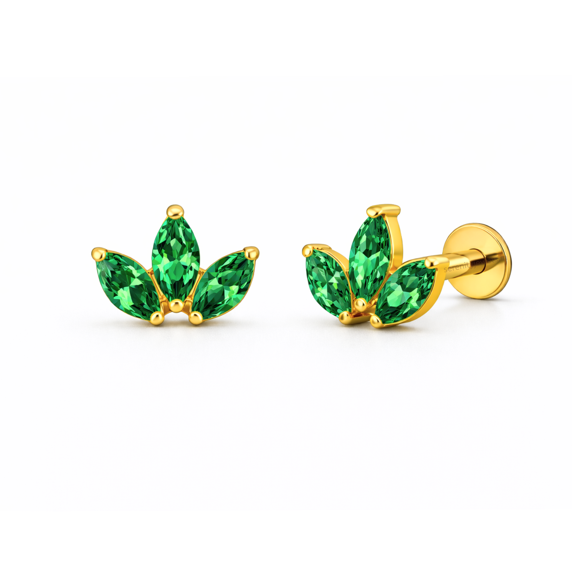 Trio Marquise Titanium Flat Studs - PAIR