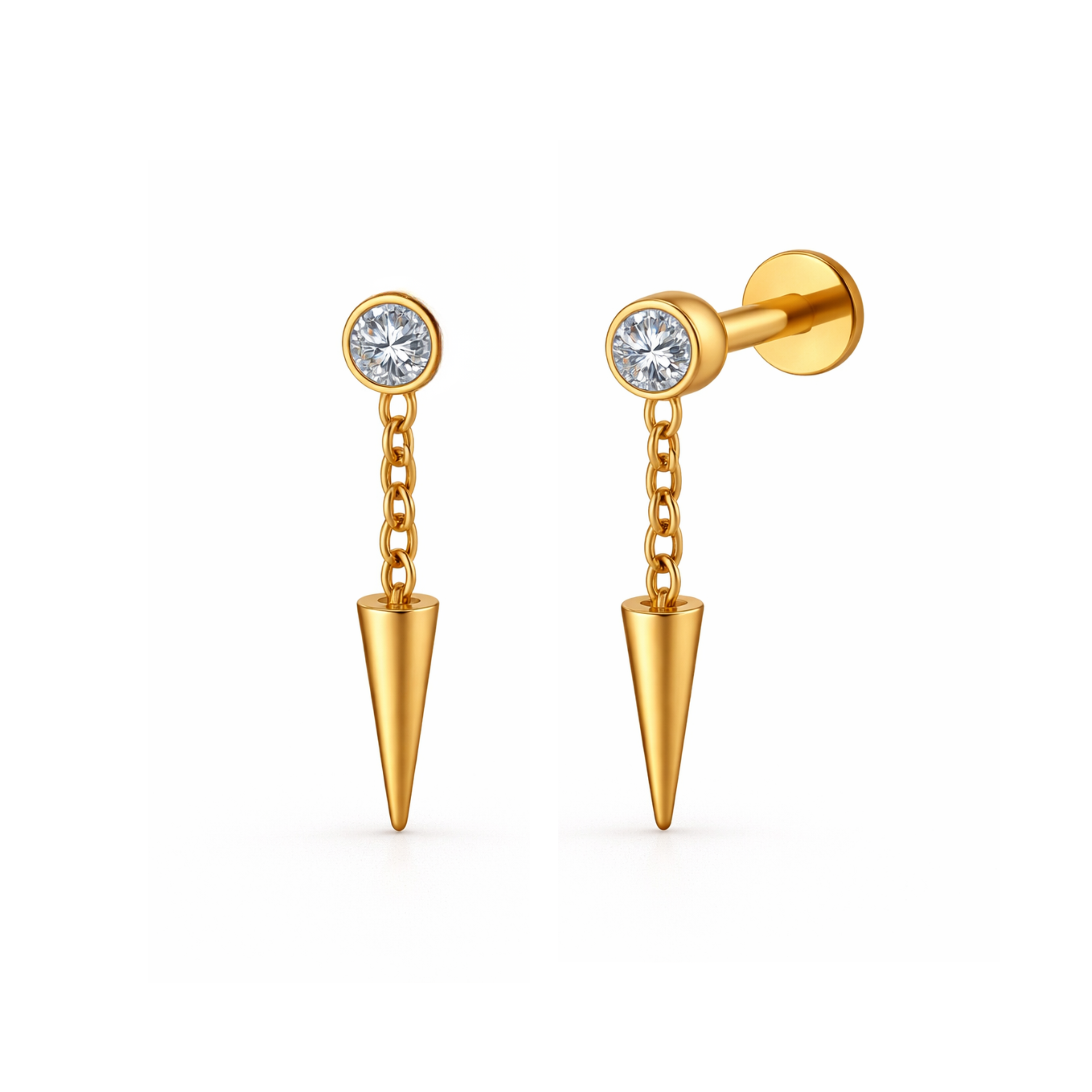 Spike Drop Titanium Flat Studs - PAIR