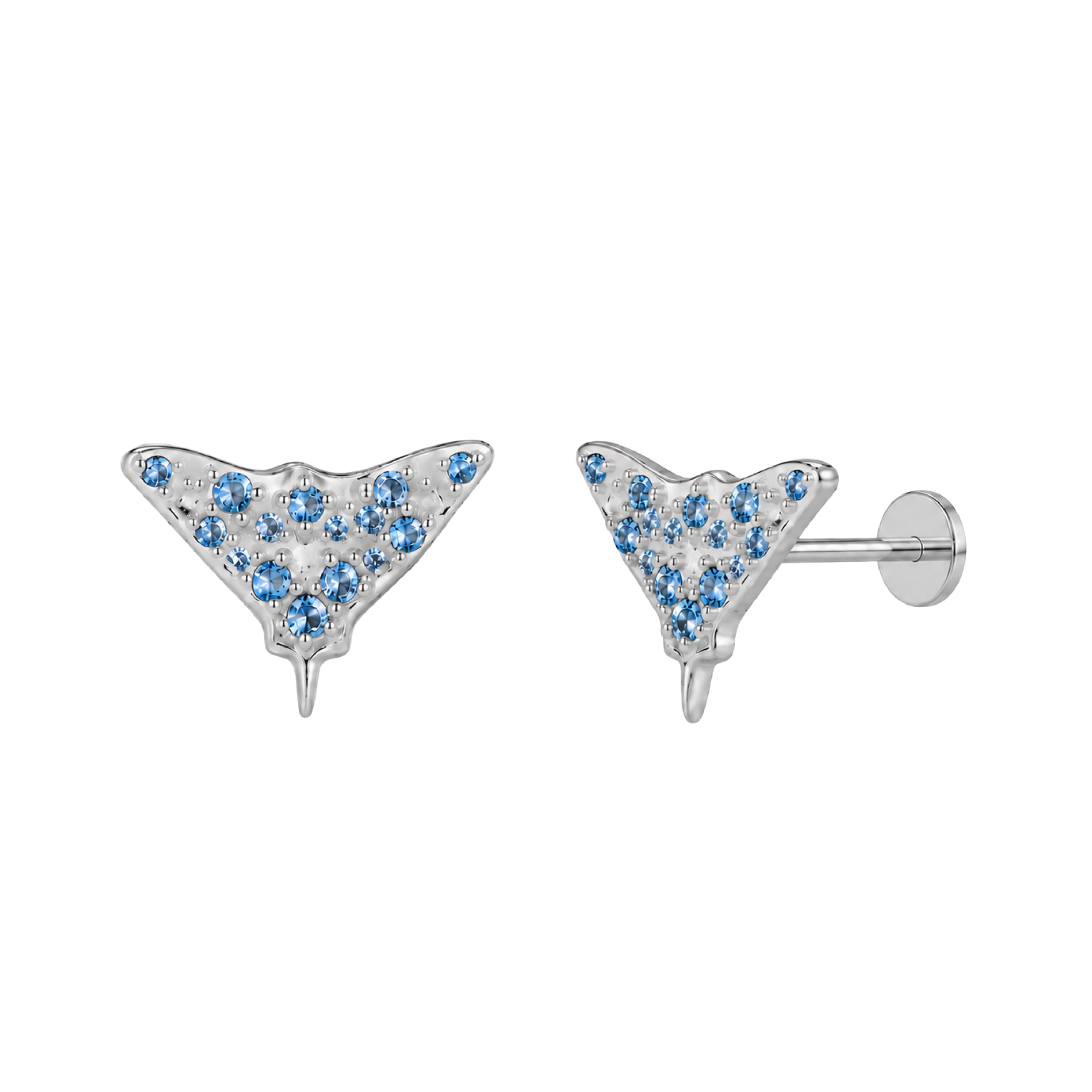 Spotted Eagle Ray Flat Studs - PAIR
