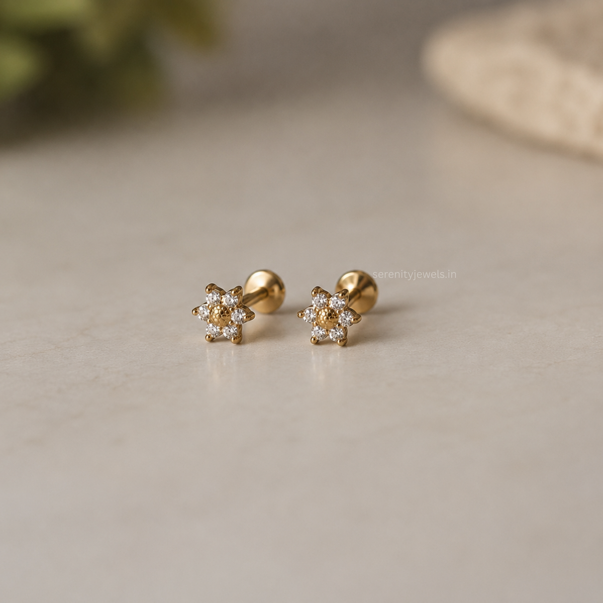 Elfin Sun Flat Studs - PAIR