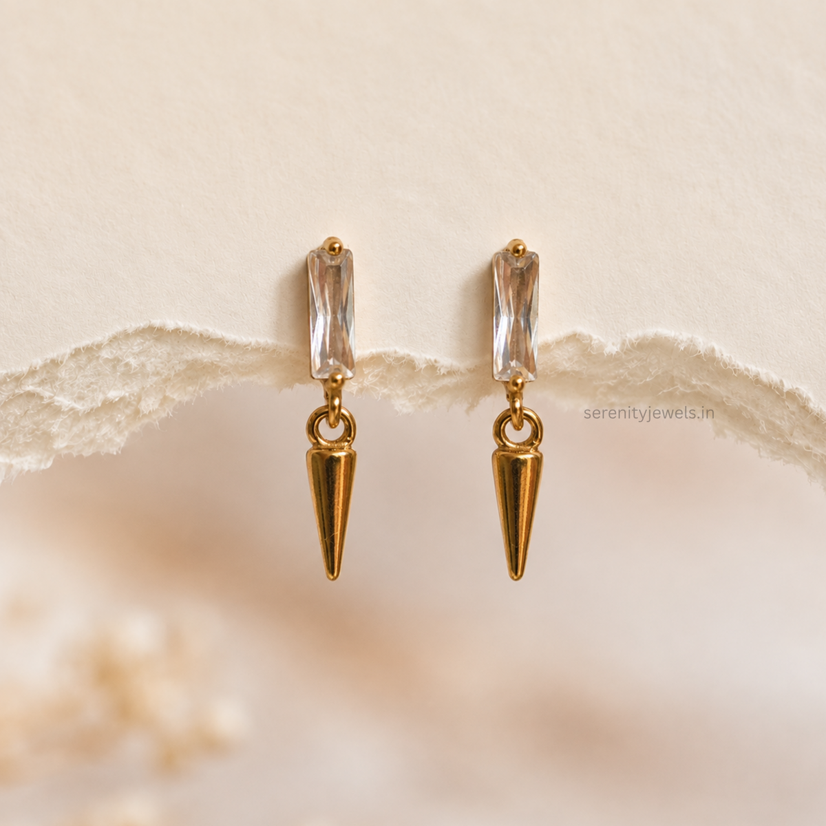 Fang Baguette Flat Studs - PAIR