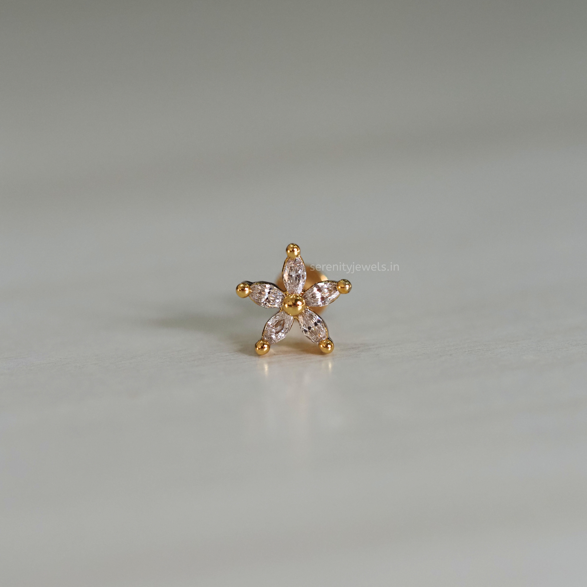 Obroma Flower Flat Studs - PAIR