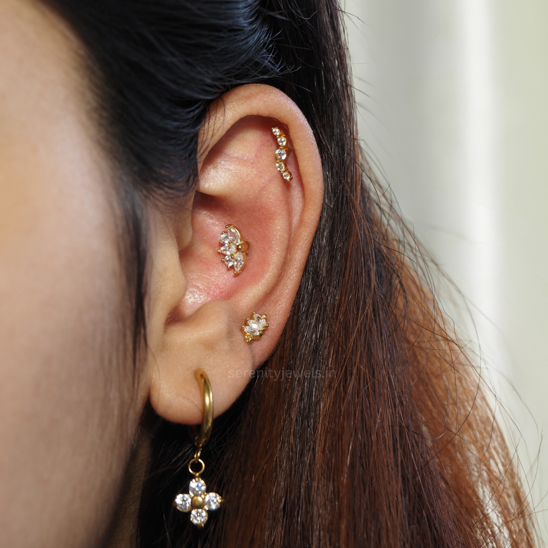 Peacock Plume Flat Studs - PAIR