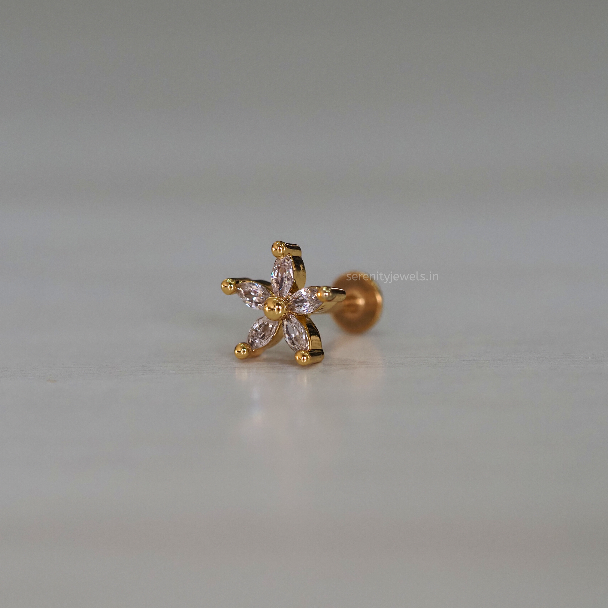 Obroma Flower Flat Studs - PAIR
