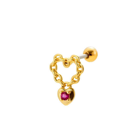 Heart Lock Studs - Pair