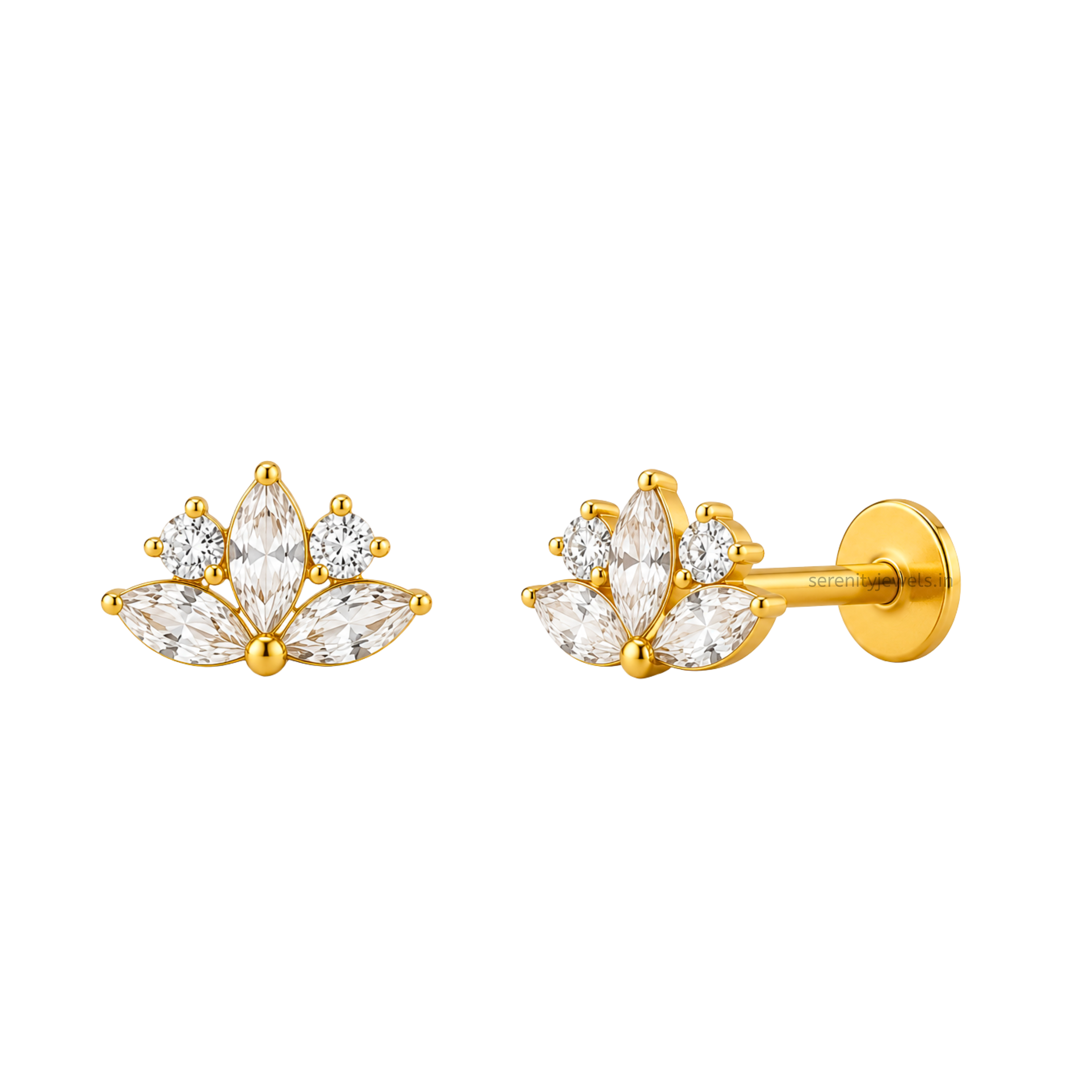Peacock Plume Flat Studs - PAIR