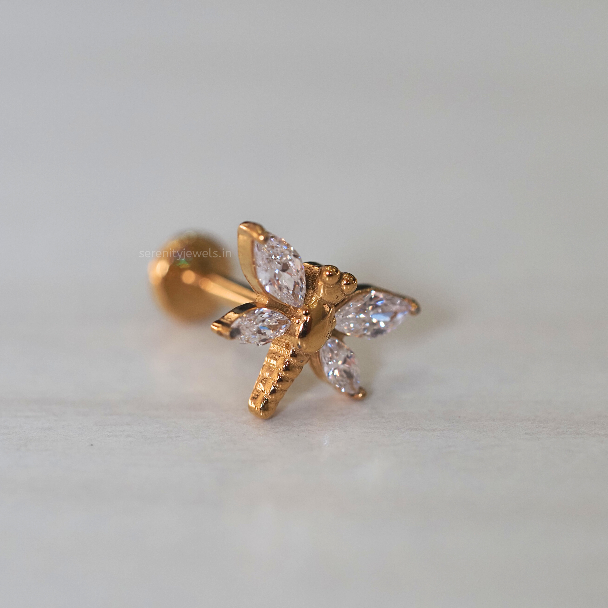 Crystal Dragonfly Flat Studs - PAIR