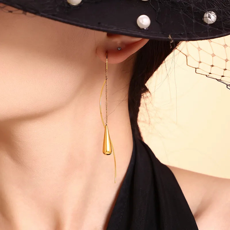 Tear Drop Threader Earrings