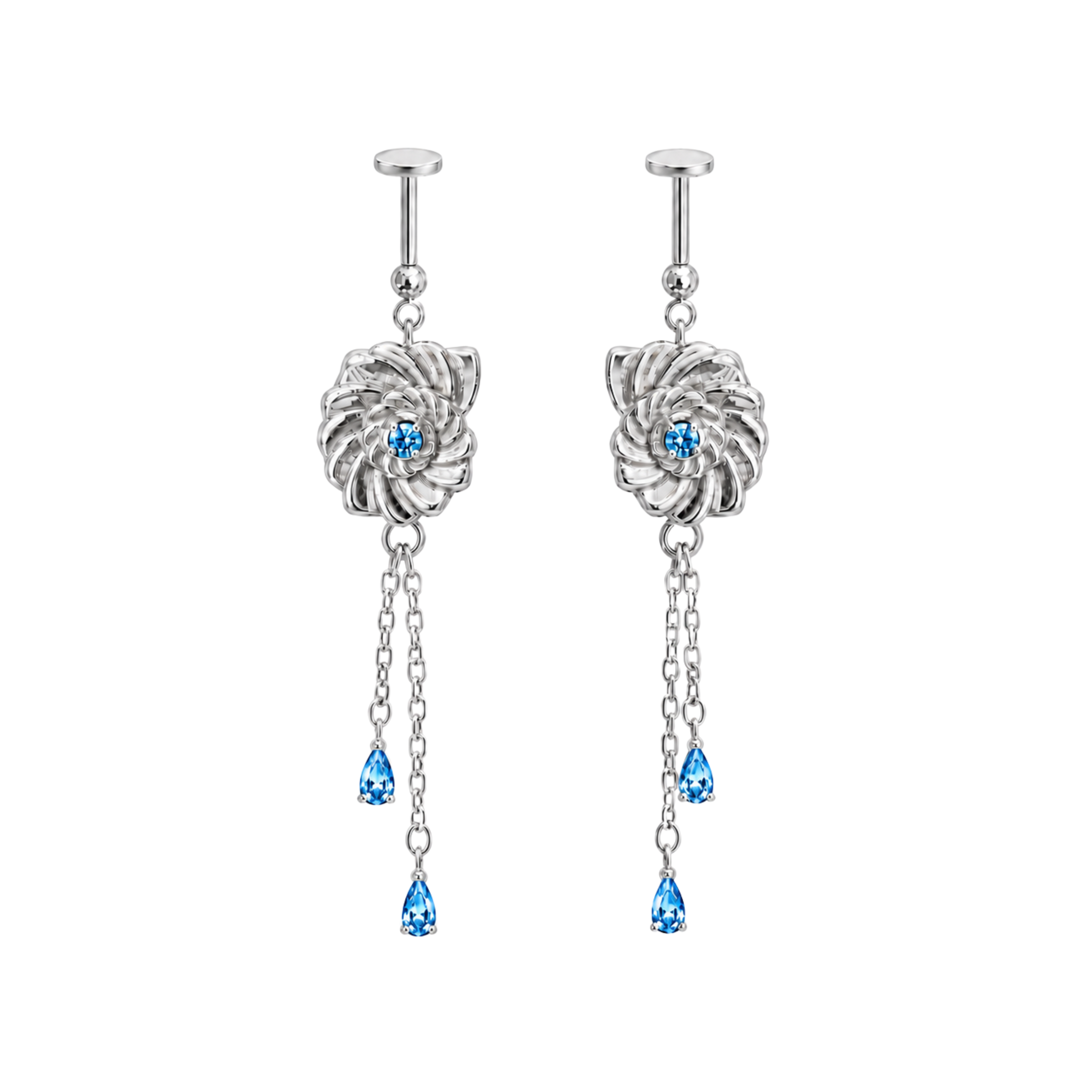 Aqua Spiral Bugadi Studs - PAIR