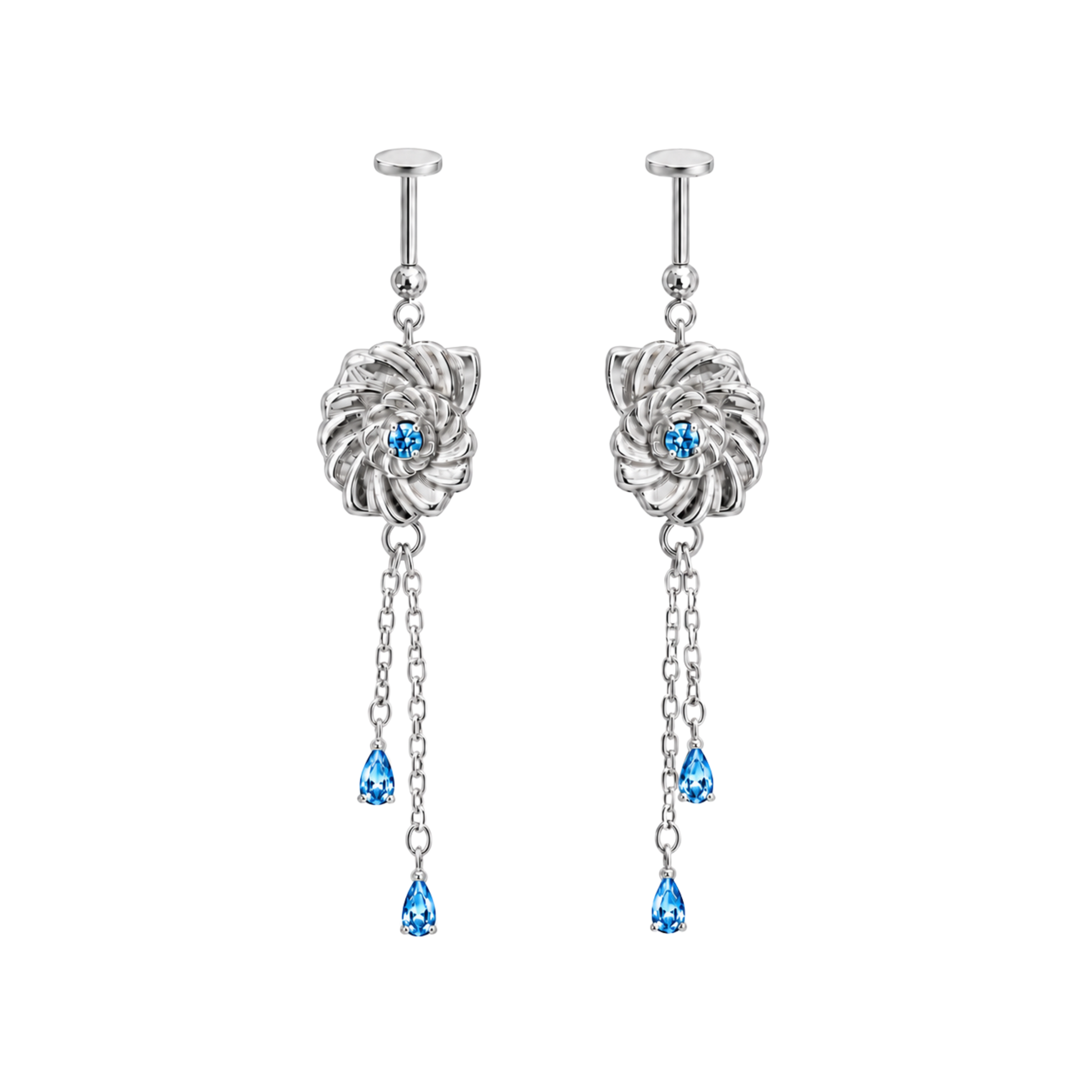 Aqua Spiral Bugadi Studs - PAIR