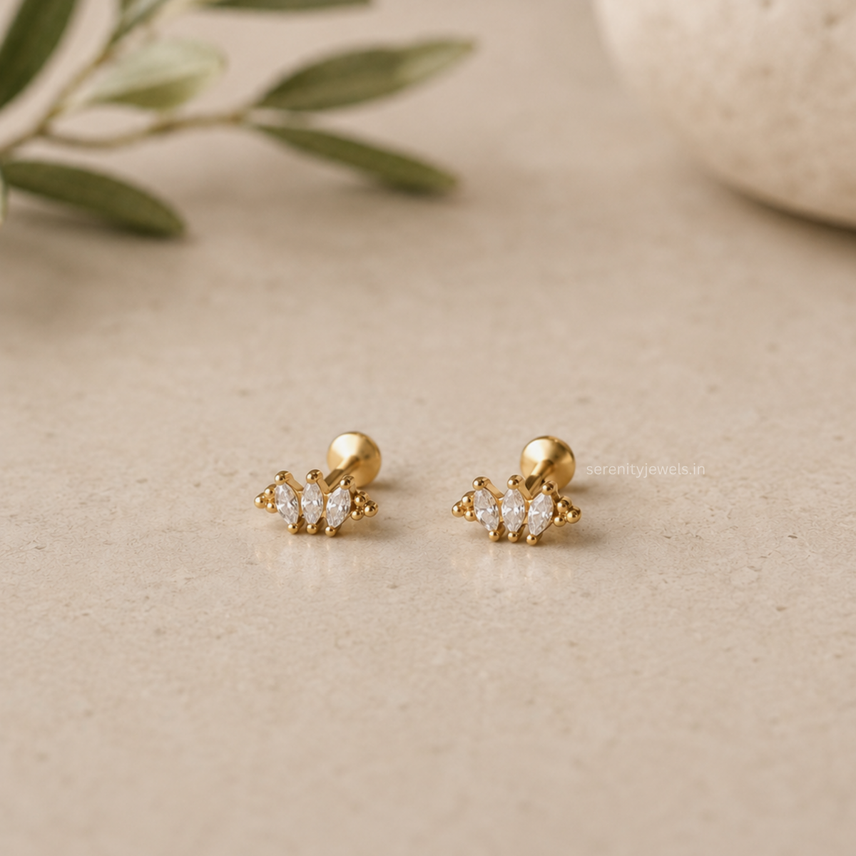 Diadem Flat Studs - PAIR