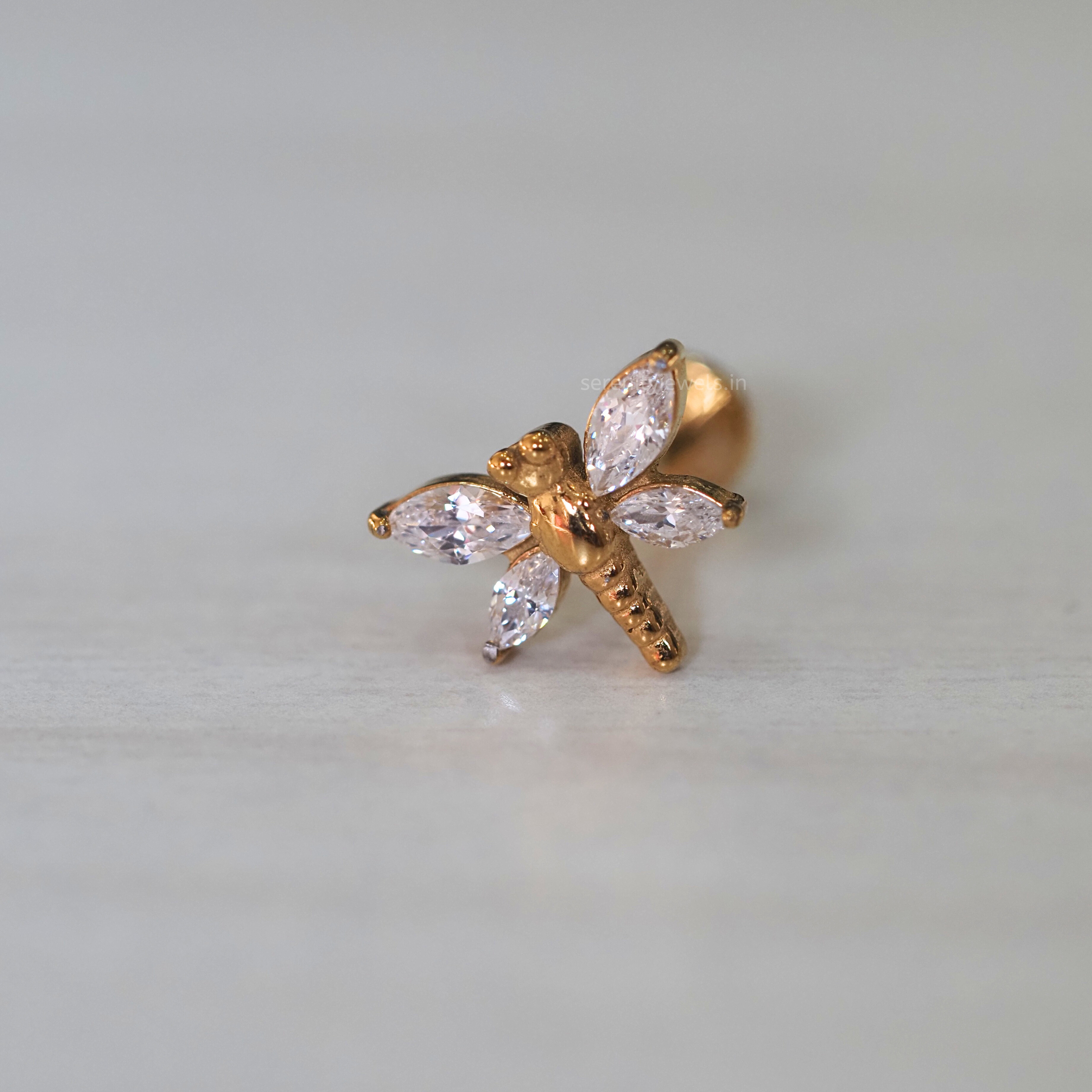Crystal Dragonfly Flat Studs - PAIR