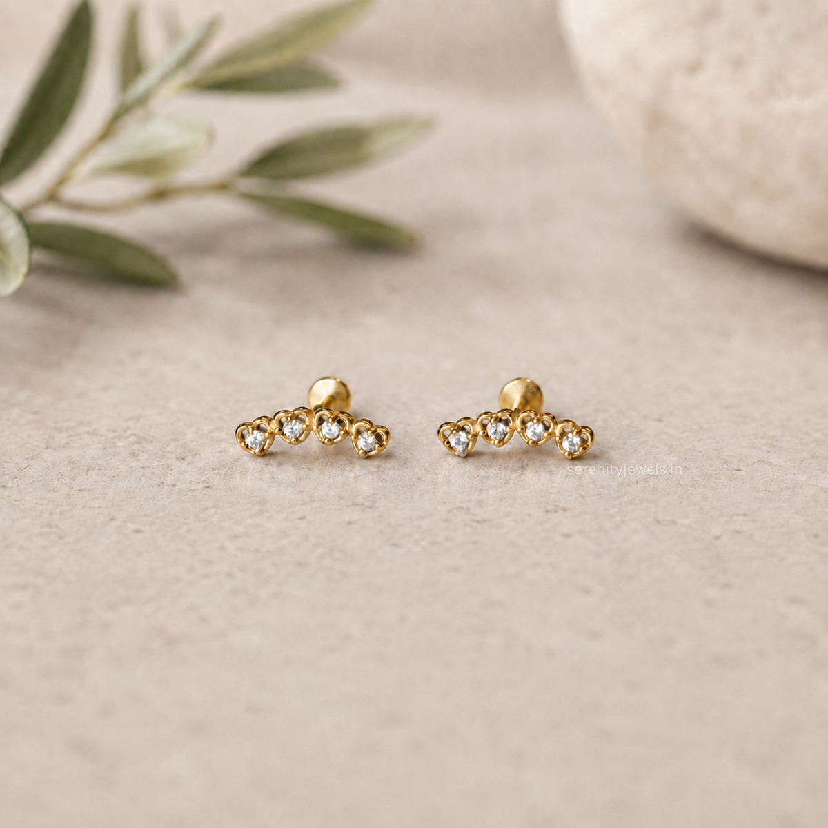 Hazel Flat Studs - PAIR