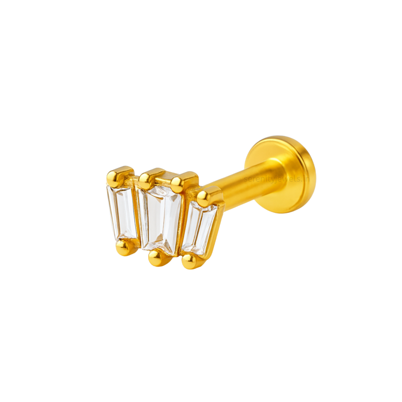 Emerald Tri Flat Studs - PAIR