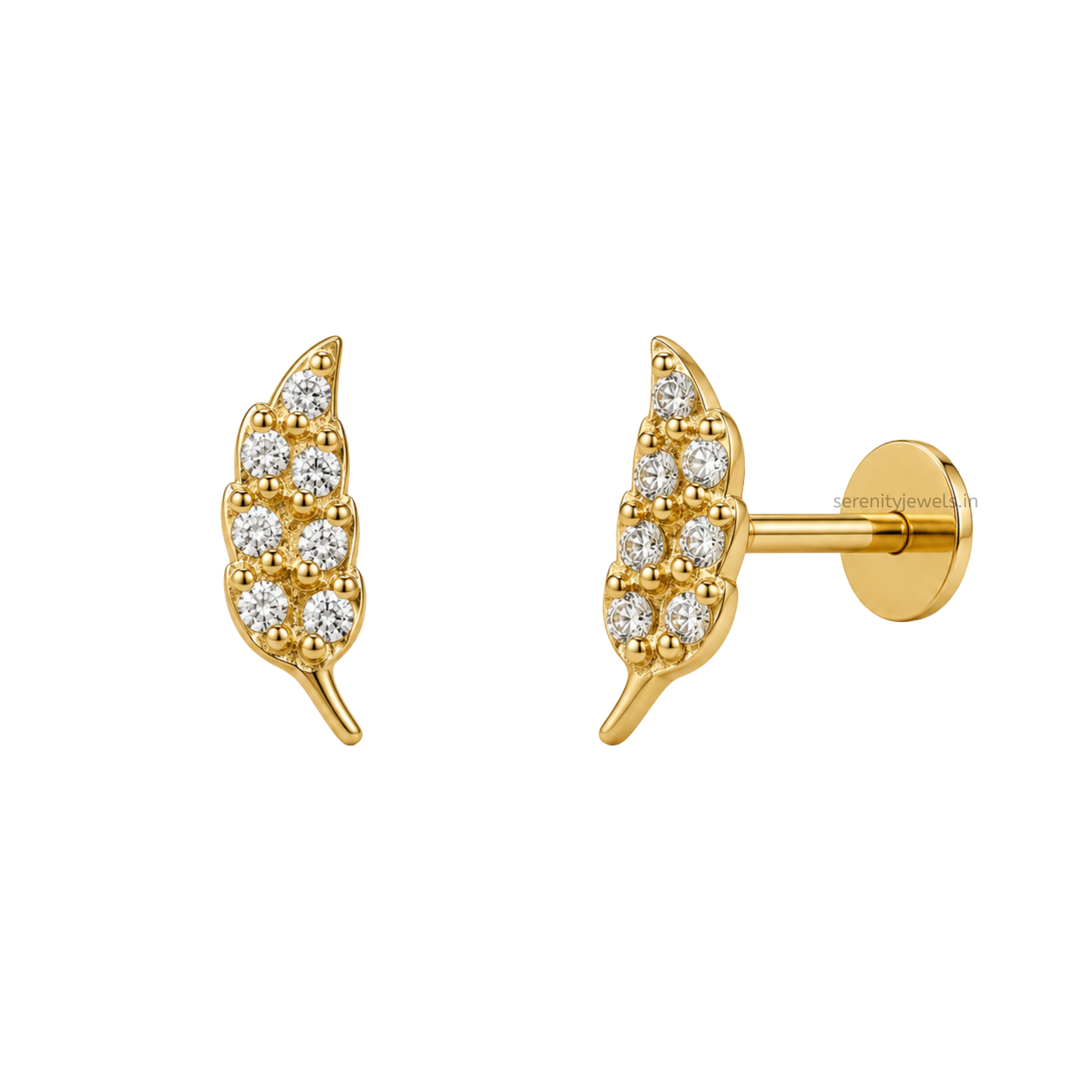 Willow Leaf Flat Studs - PAIR