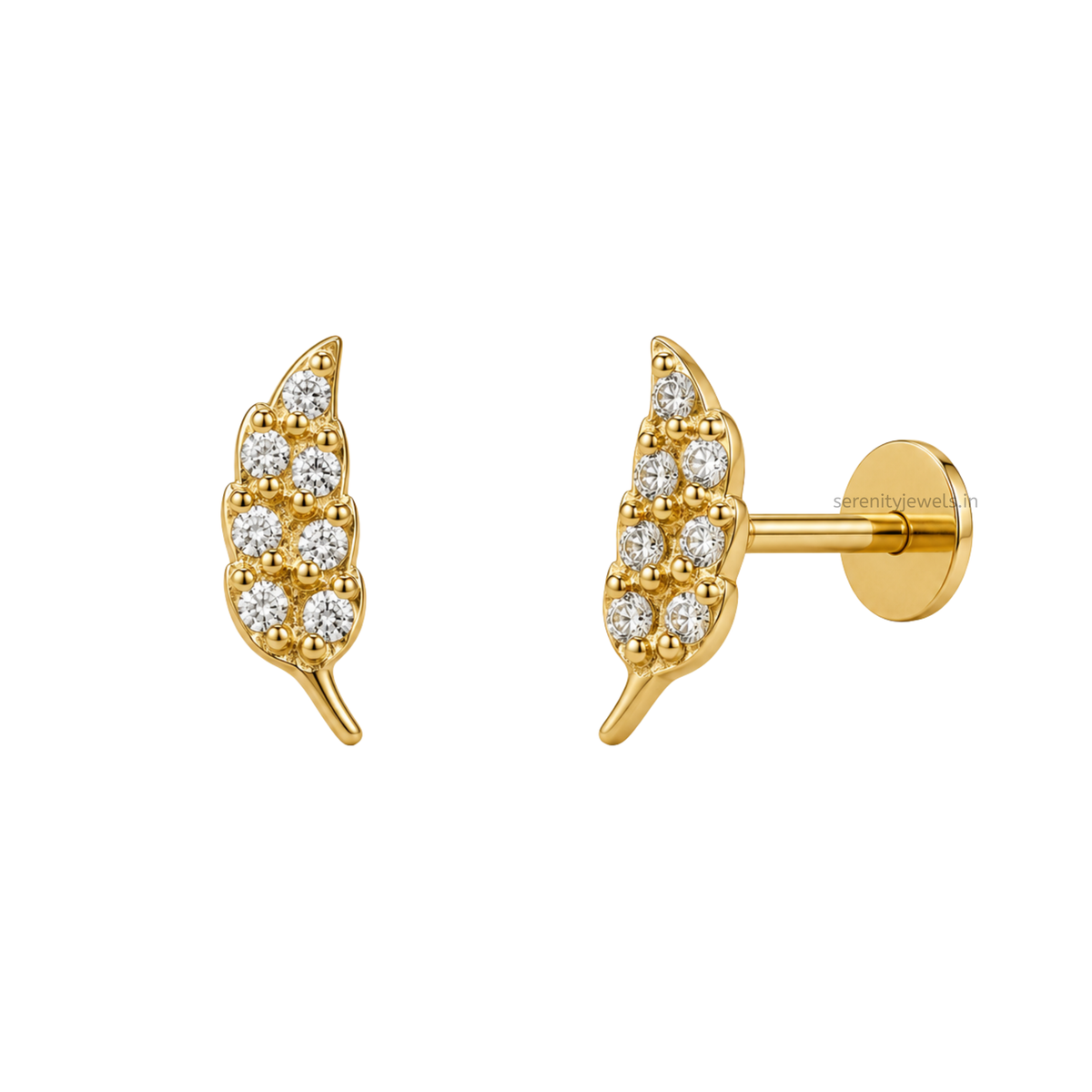 Willow Leaf Flat Studs - PAIR