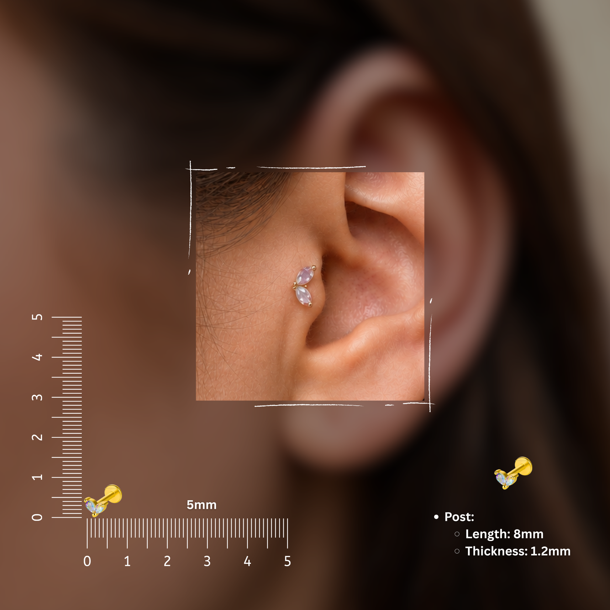 Aurora Petal Flat Studs - PAIR