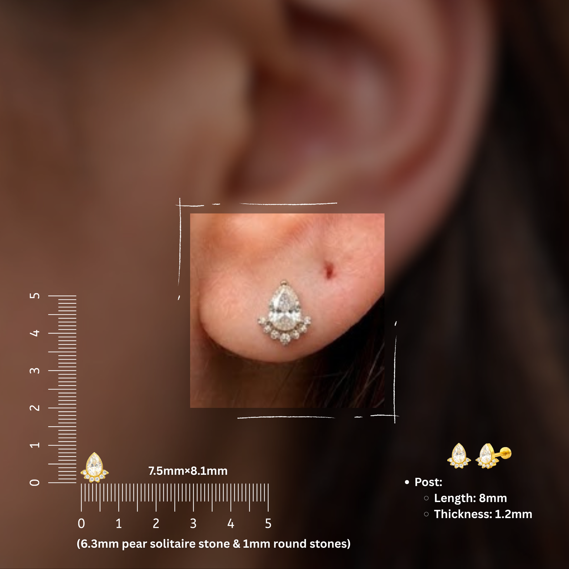 Bastion Flat Studs - PAIR