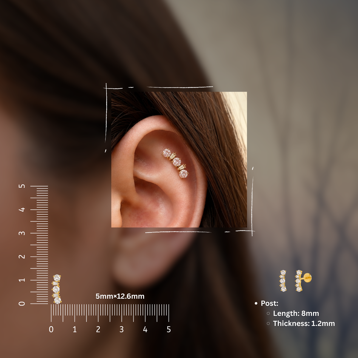 Beatrix Flat Studs - PAIR