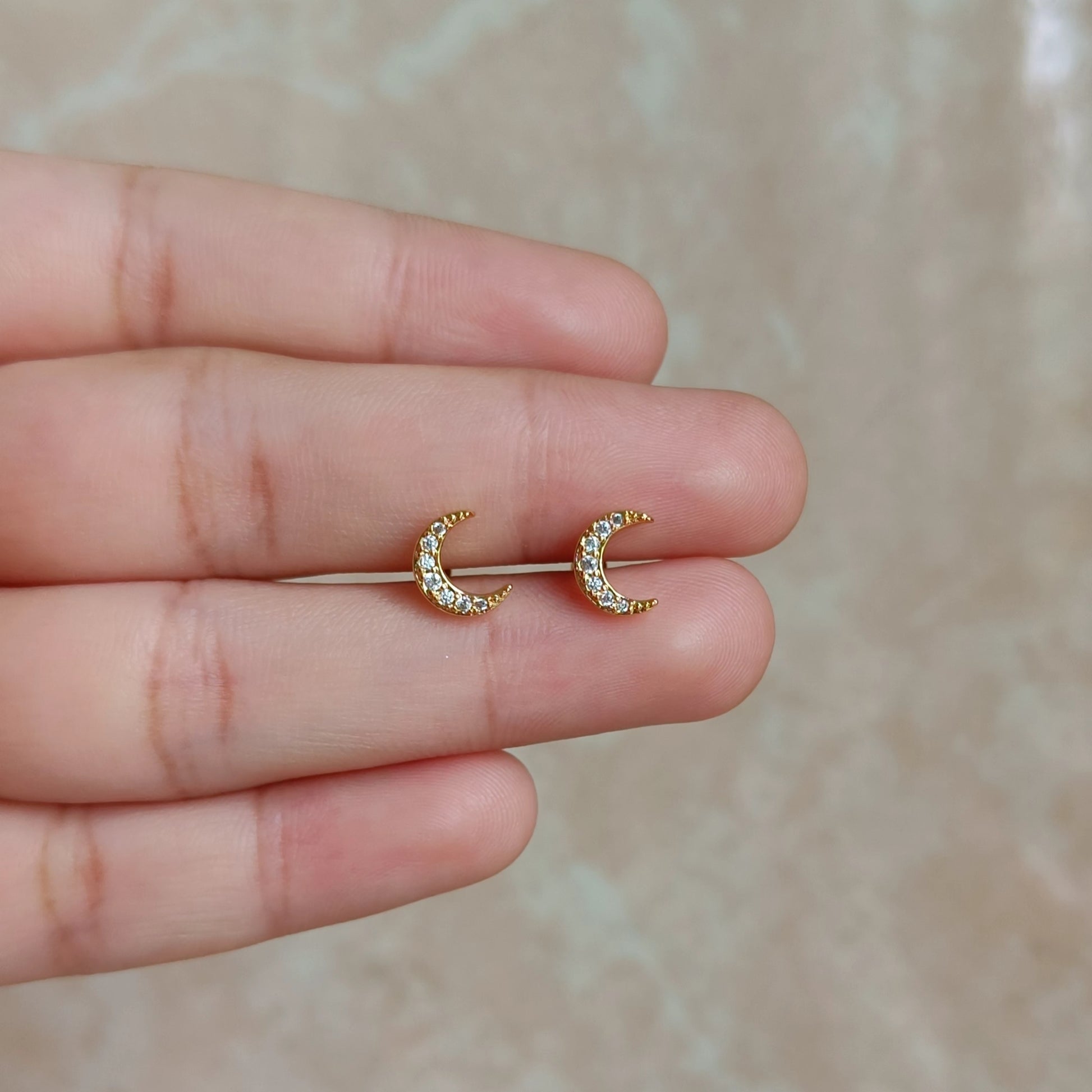 Crescent moon studs Pair - Main Image